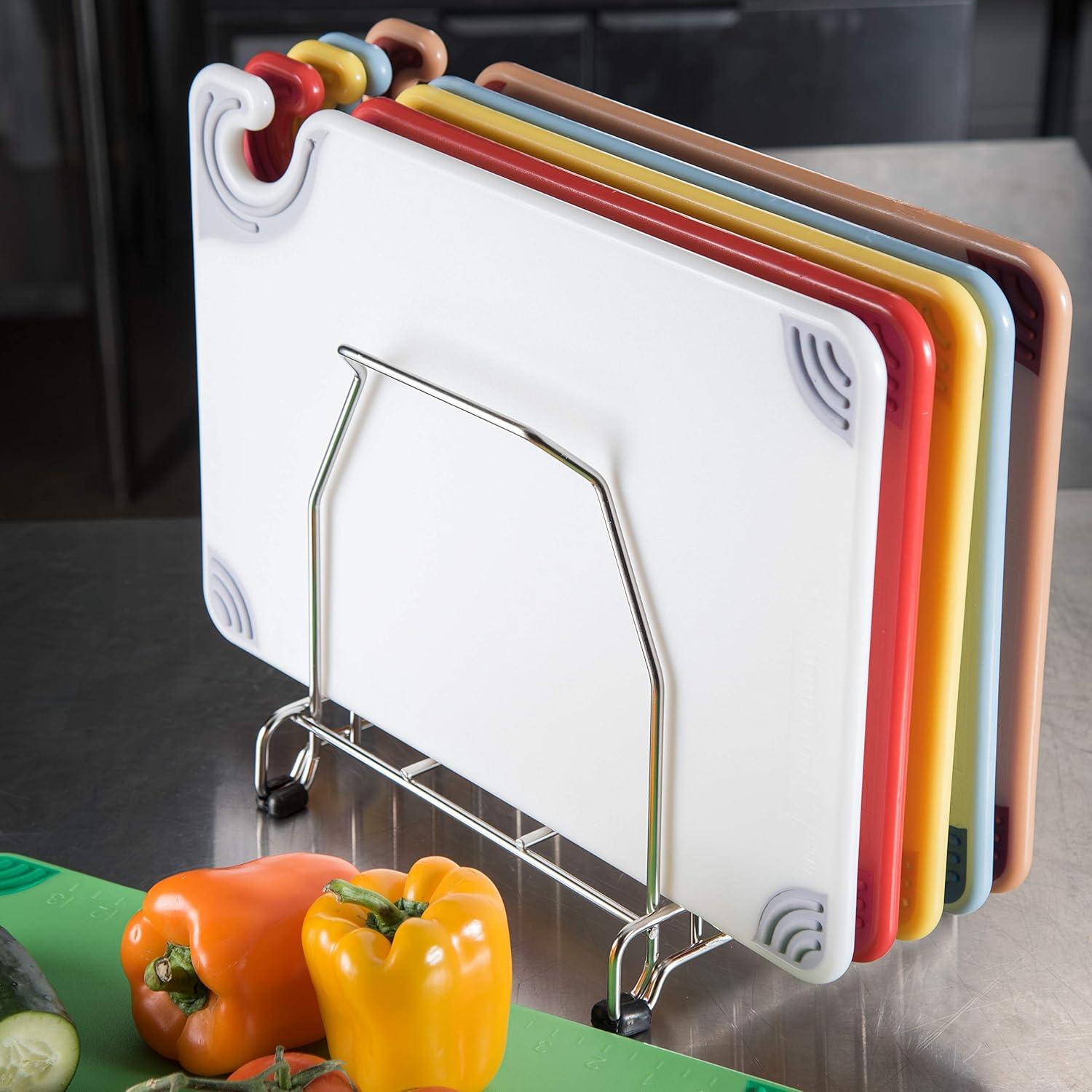 Silver Stainless Steel 6-Slot Cutting Board Storage Rack