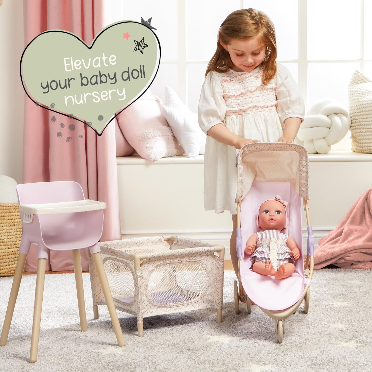 LullaBaby  Doll Stroller  Foldable Frame  Star-Print Design  Baby Doll Accessories  Toys For Kids Ages 2 & Up  Baby Doll Stroller