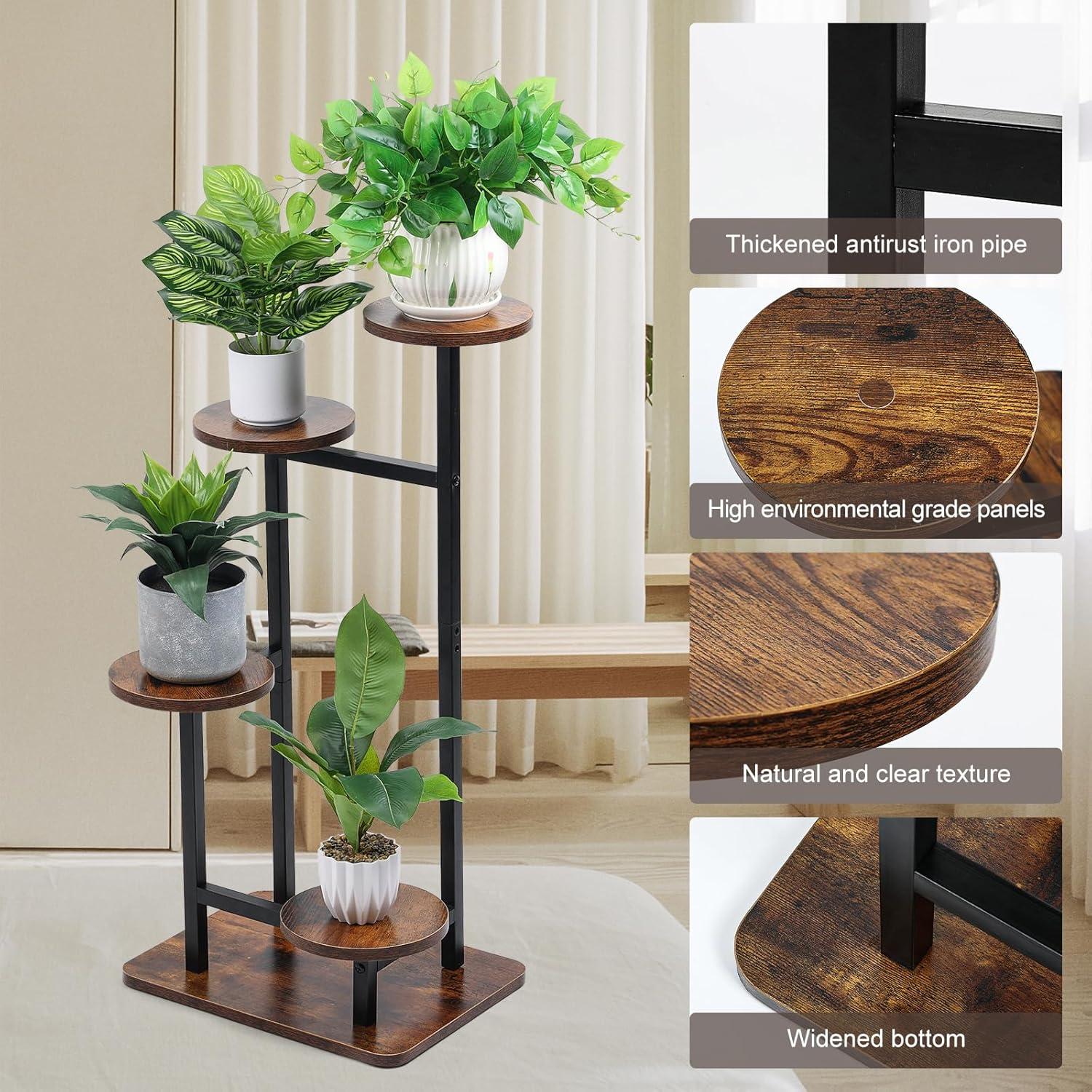 4 Tier Plant Stand Indoor,Tiered Plant Stands For Indoor Multiple Plants,Tiered Planter Shelf Rack Iron Potted Flower Pot Holder Stands For Patio, Garden, Corner, Balcony, Living Room