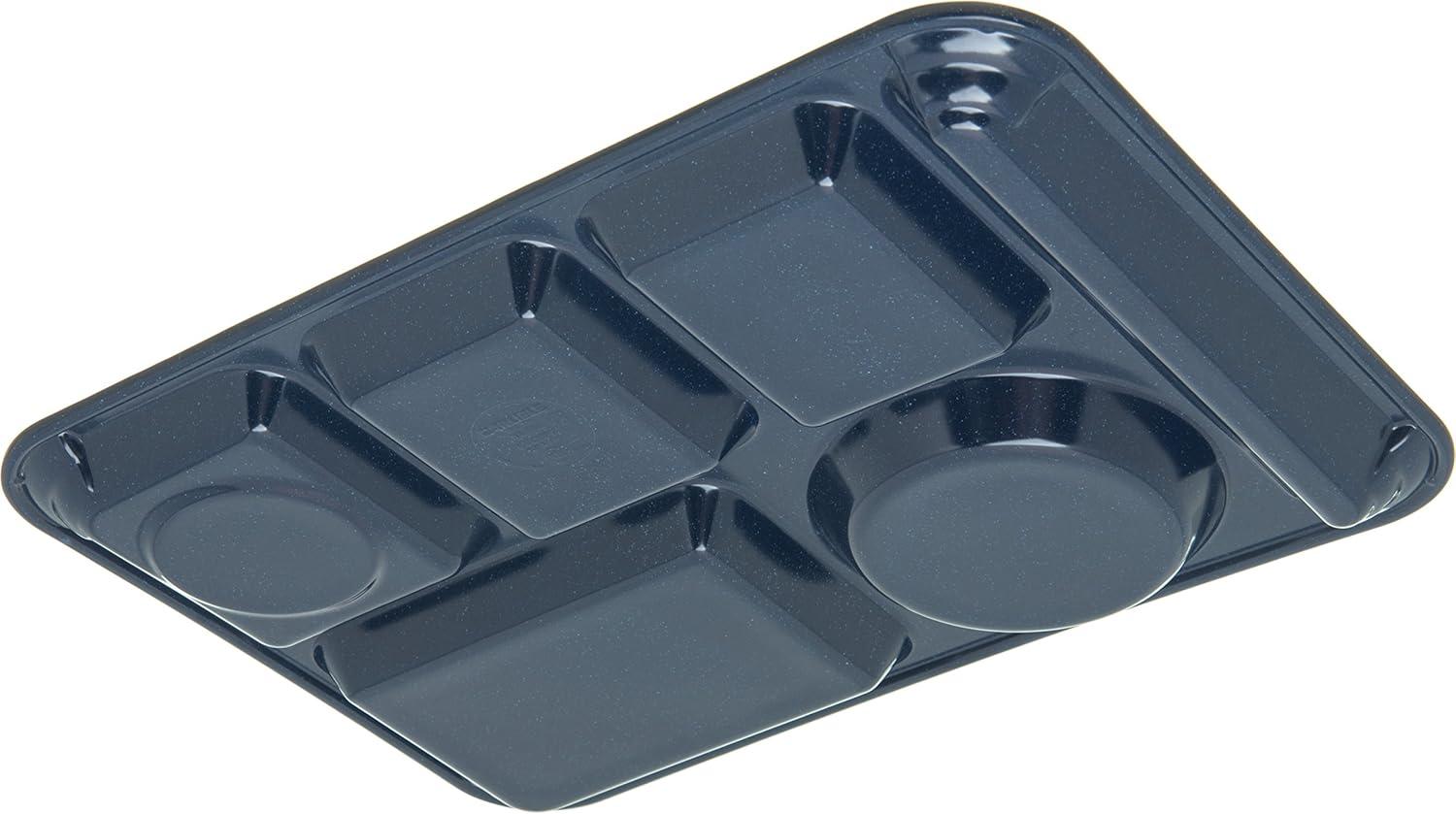 Cafe Blue Heavyweight Melamine Left-Handed 6-Compartment Meal Tray