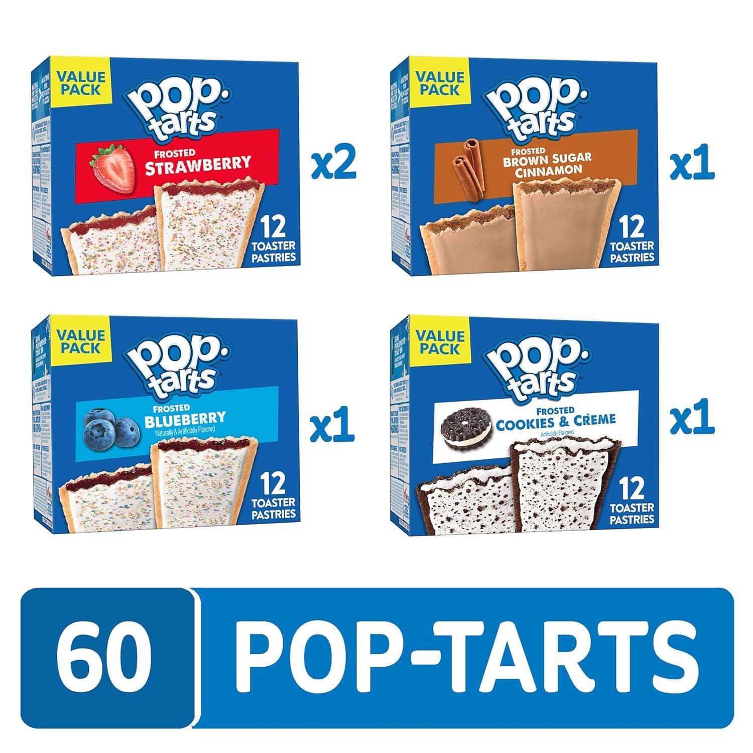 Pop-Tarts Toaster Pastries, Breakfast Foods, Kids Snacks, Variety Pack (60 Pop-Tarts)