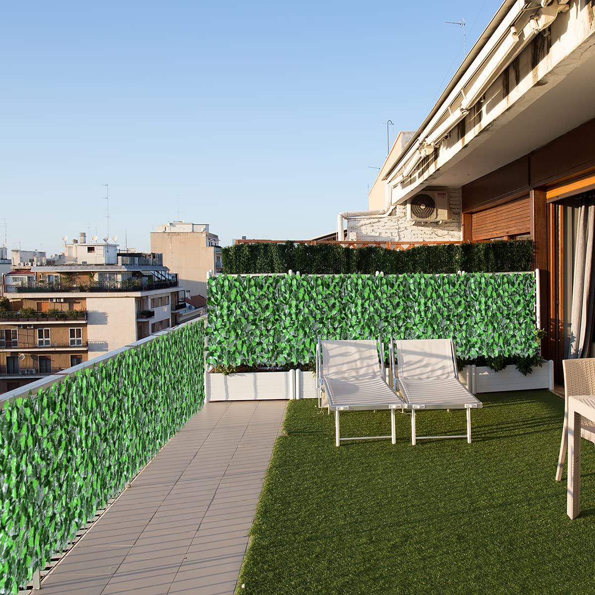 Eden's Decor Artificial Ivy Privacy Fence Screen 120"X40", Artificial Hedges Fence and Faux Ivy Vine Forest-Color/Mint Green Leaves Decoration for Outdoor Decor, Garden, Yard, Porch, Patio