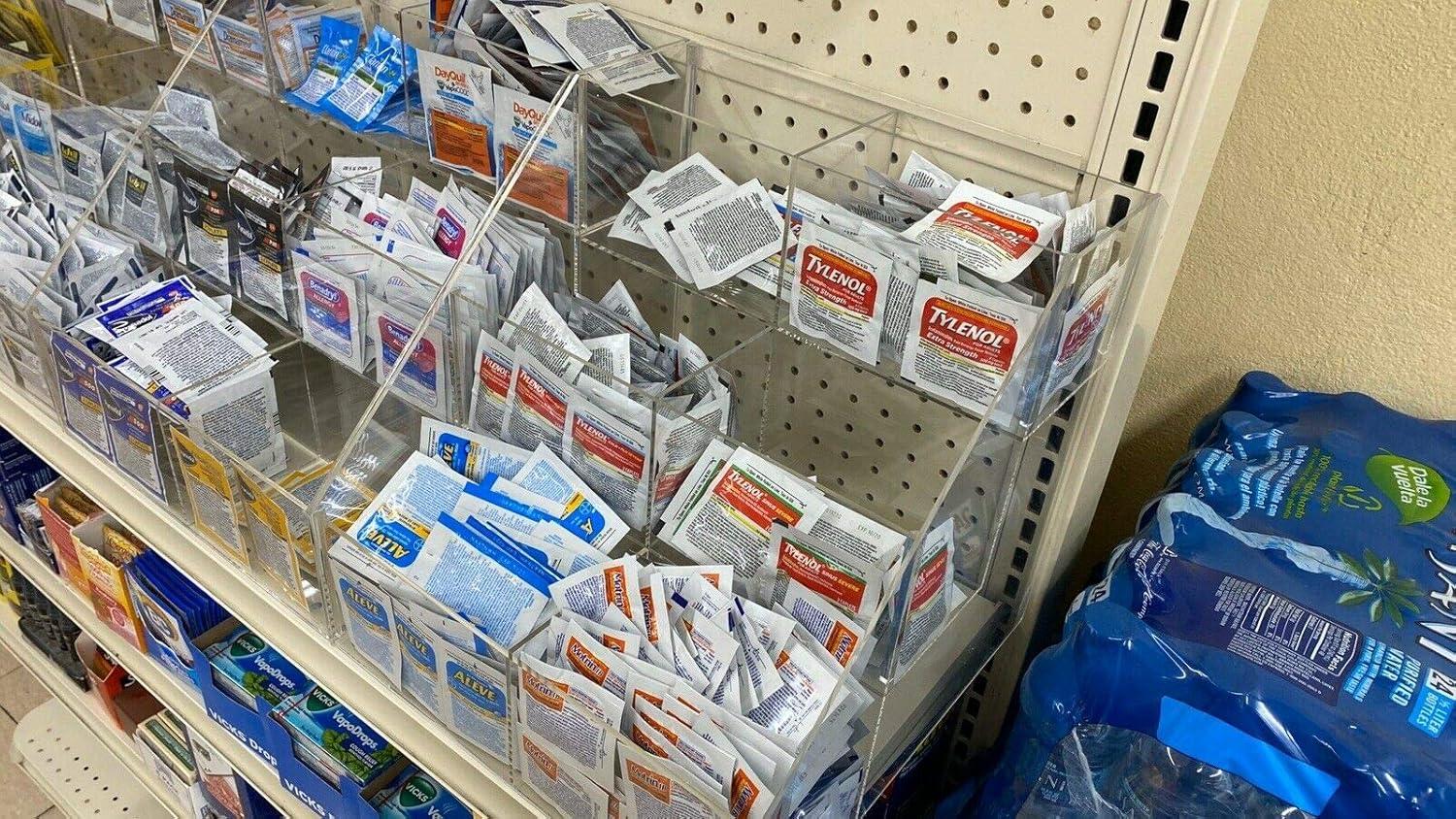 Clear Acrylic 3-Tier 6 Bin Display Rack