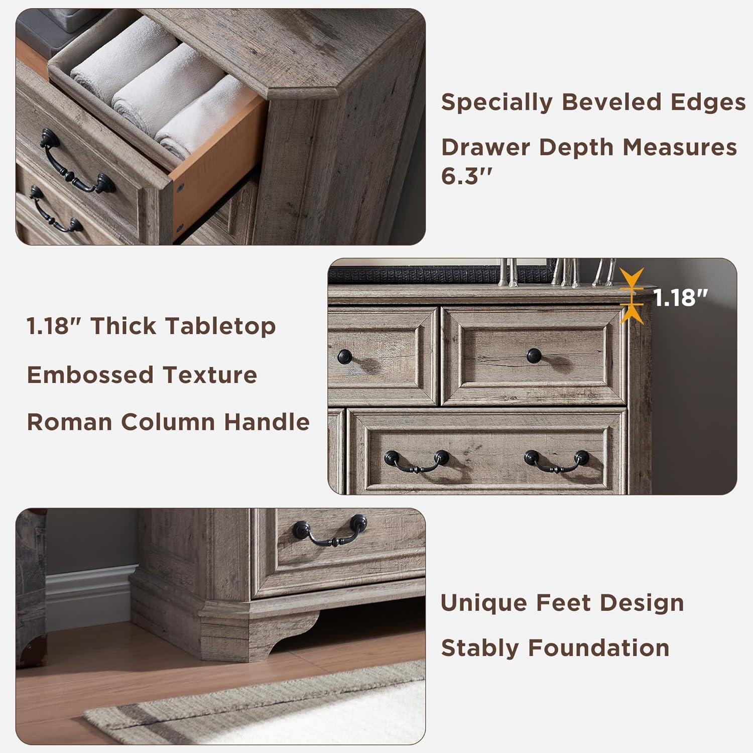 Laurel Foundry Modern Farmhouse® Theron Farmhouse 5 Drawer Bedroom Dresser, Wood Tall Chest of Drawers, Closet Storage for Bedroom