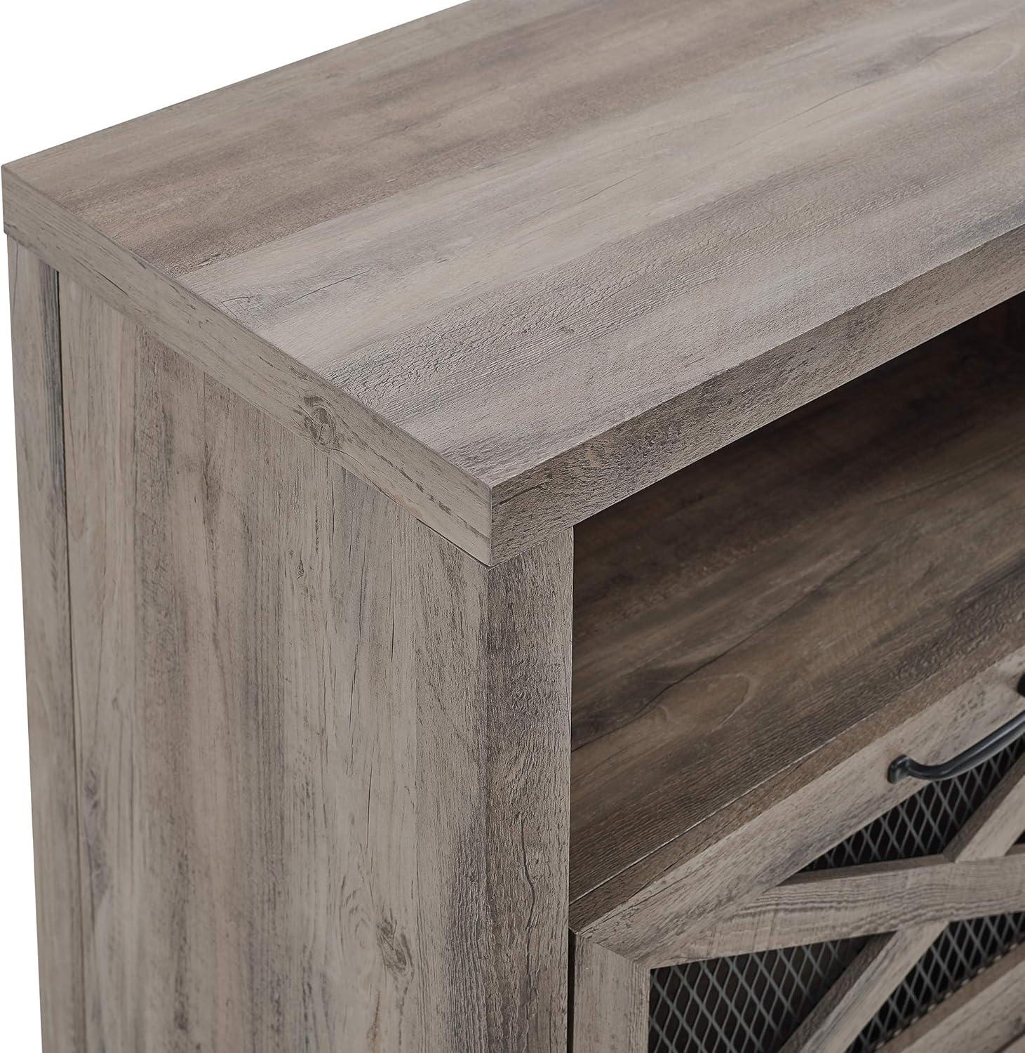 Walker Edison Farmhouse Fireplace TV Stand for TVs up to 80", Grey Wash