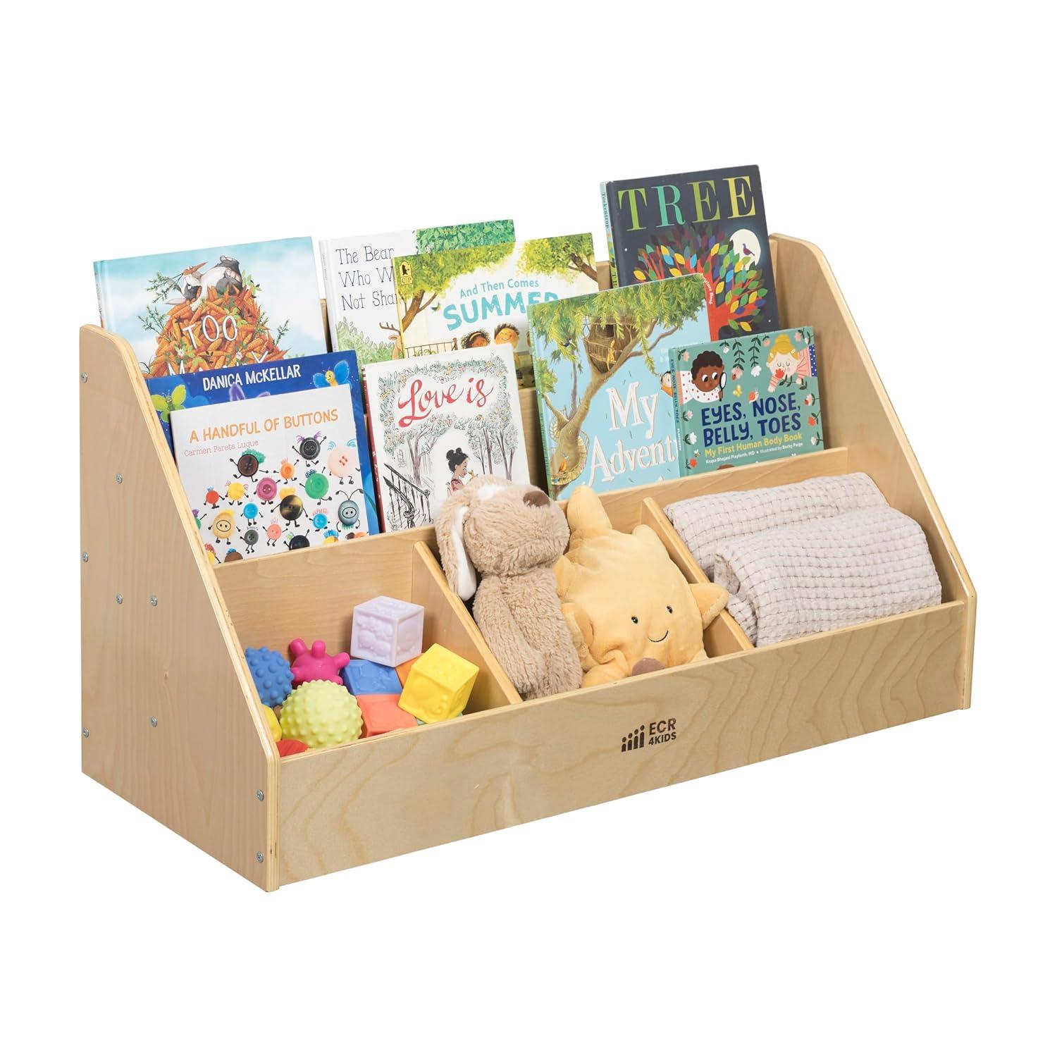 ECR4Kids ECR4Kids 5-Compartment Easy to Reach Book Display, Classroom Storage, Natural