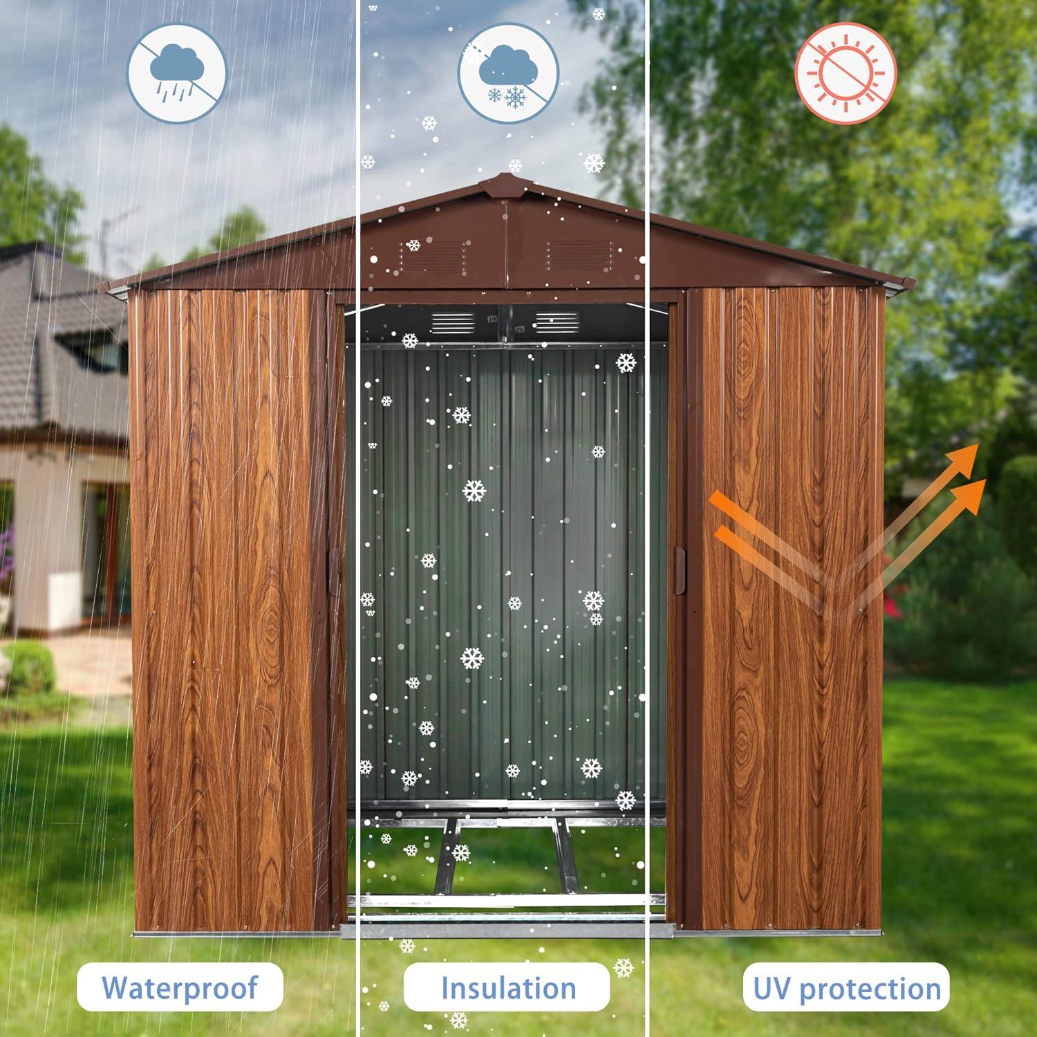 Kadyn Heavy Duty Storage House,Tool Shed Storage House, 6ft x 6ft Outdoor Metal Storage Shed with Metal Floor Base ,With window