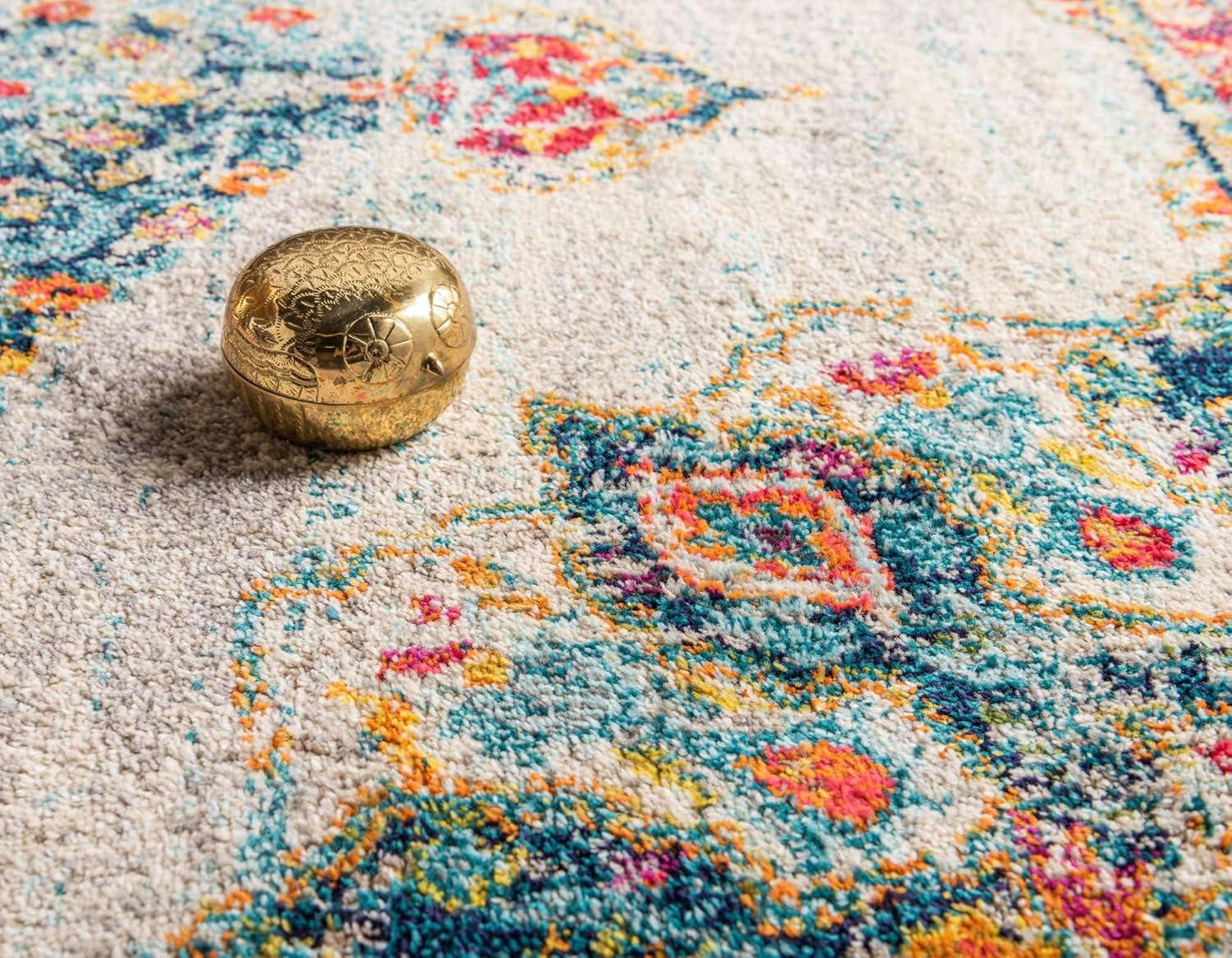 Unique Loom Penrose Collection Area Rug - Alexis (8' Square Ivory/Blue)