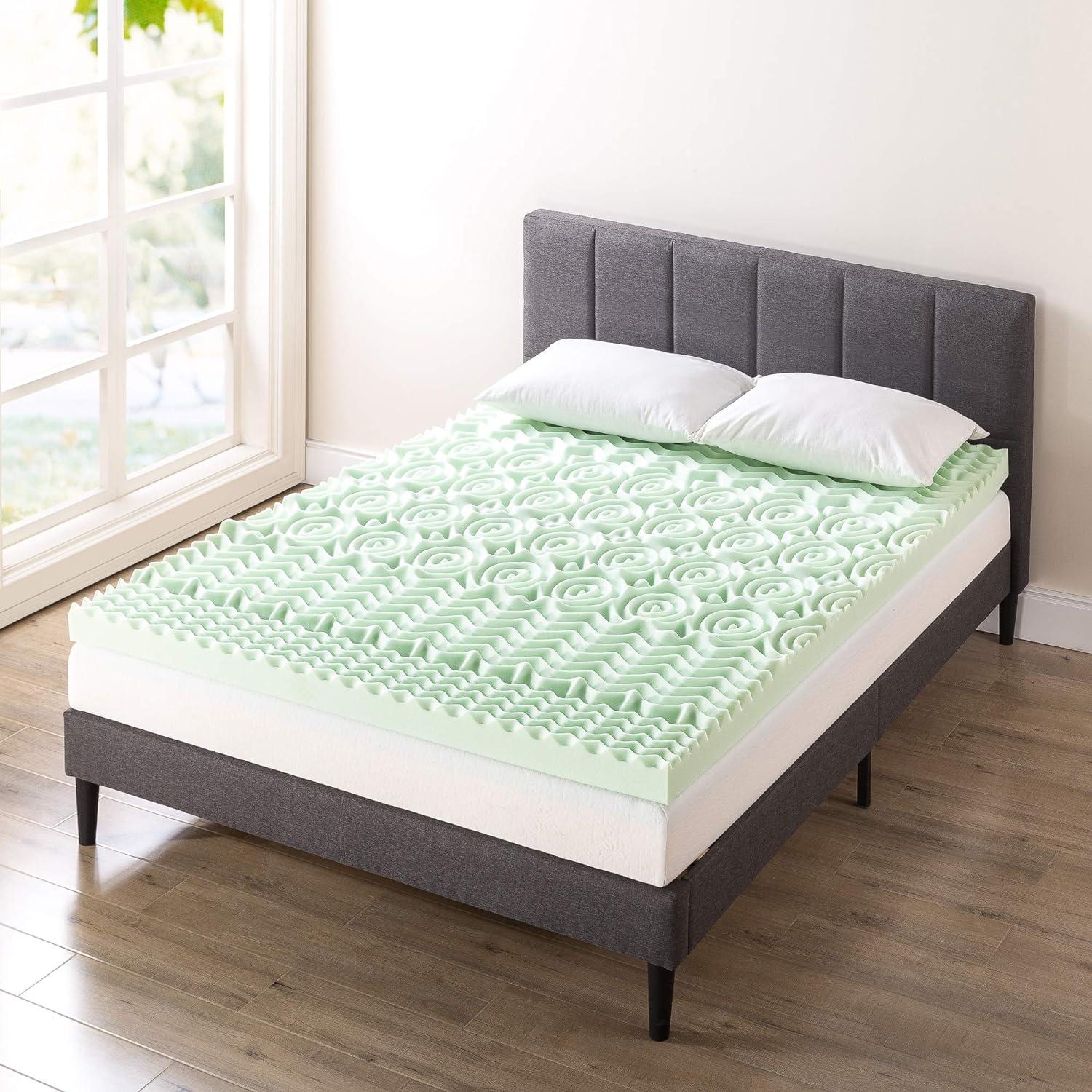 Twin Green Tea Infused 4-Inch Memory Foam Mattress Topper