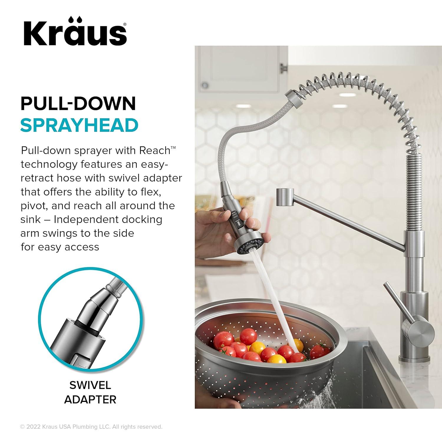 KRAUS Bolden Commercial Style 2-Function Single Handle Pull Down Kitchen Faucet