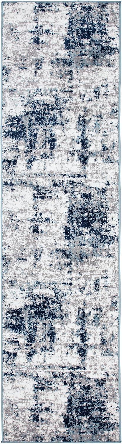World Rug Gallery Distressed Abstract Area Rug - Blue 2'7"x6'