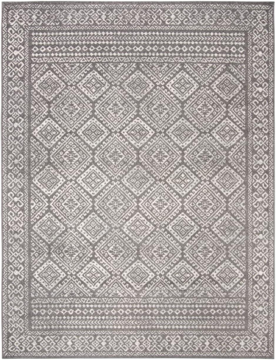 SAFAVIEH Tulum Ophelia Bordered Geometric Area Rug, 12' x 15', Dark Grey/Ivory