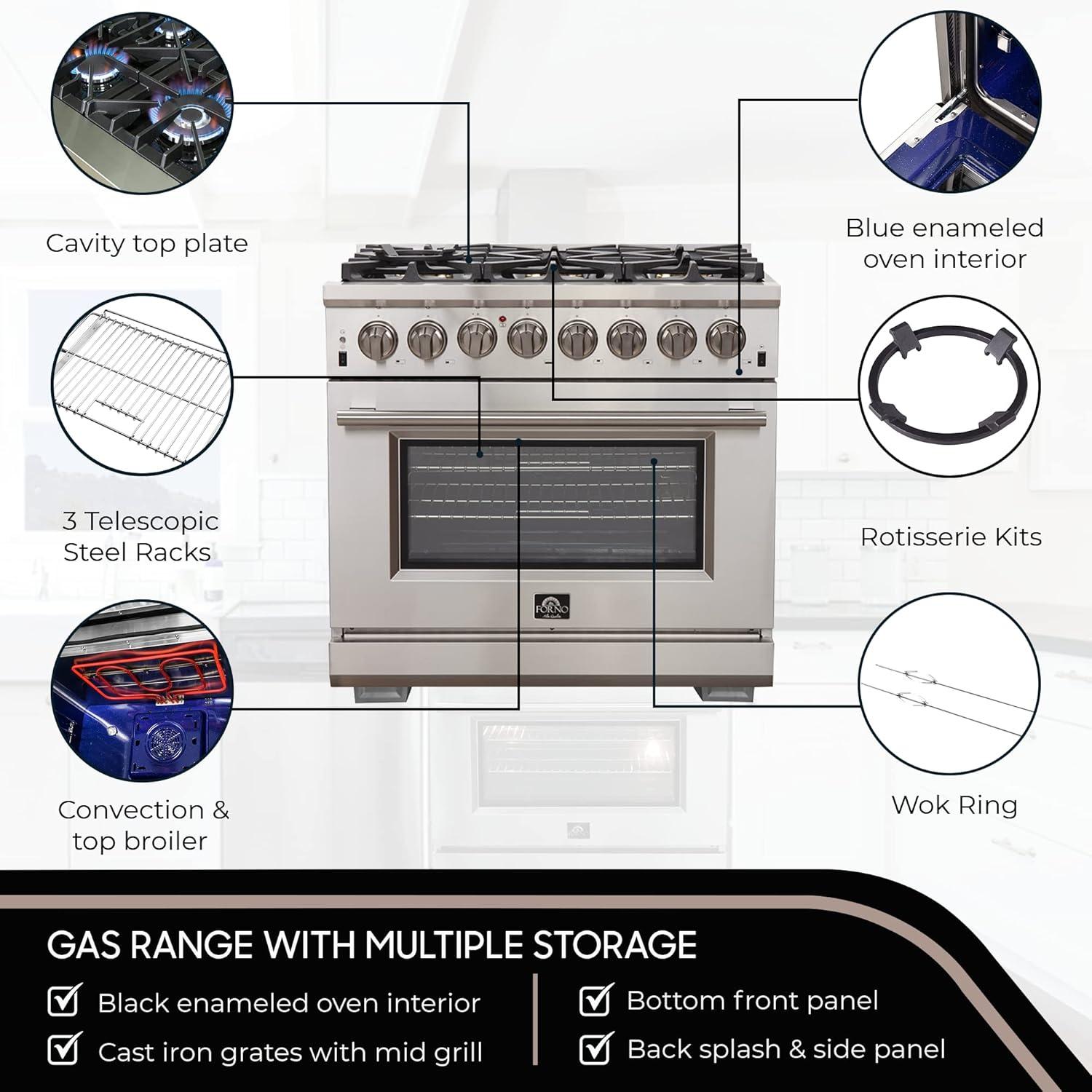 Capriasca - Titanium Professional 36" Freestanding Dual Fuel Range