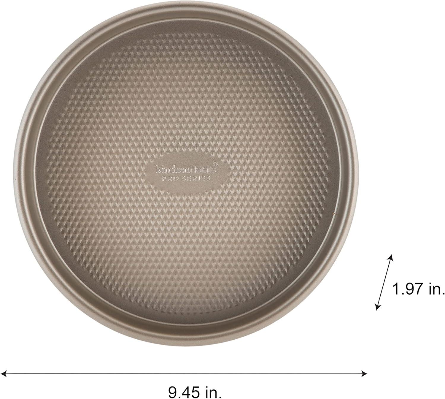 Gold 9.5" Nonstick Round Steel Cake Pan with Textured Base