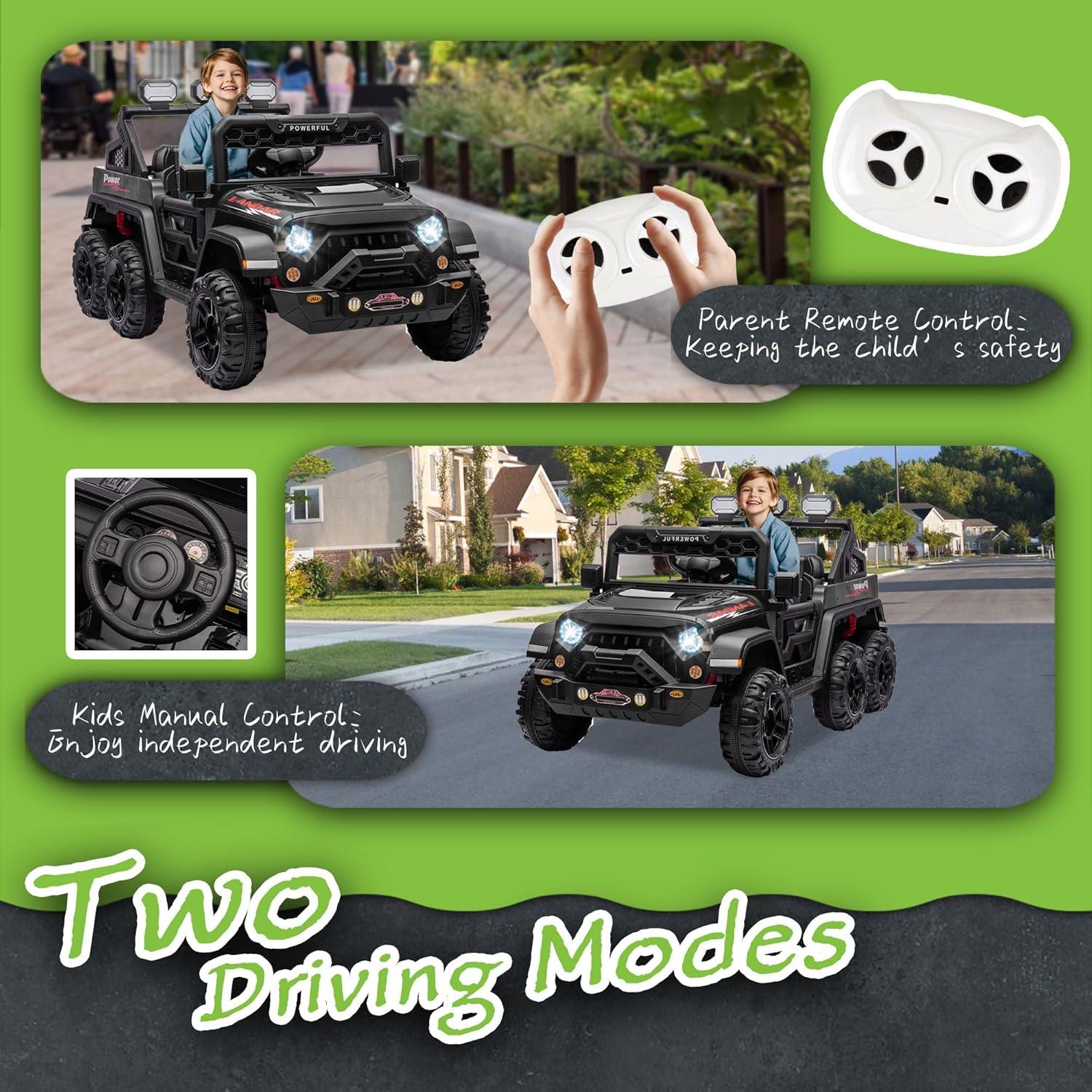 Ancheer 24V Real 2 Seater Ride On Toys Electric SUV Jeep Car With Remote Control,2WD/4WD Switchable, 4X100W Motor, Bluetooth, Music, USB, Lights