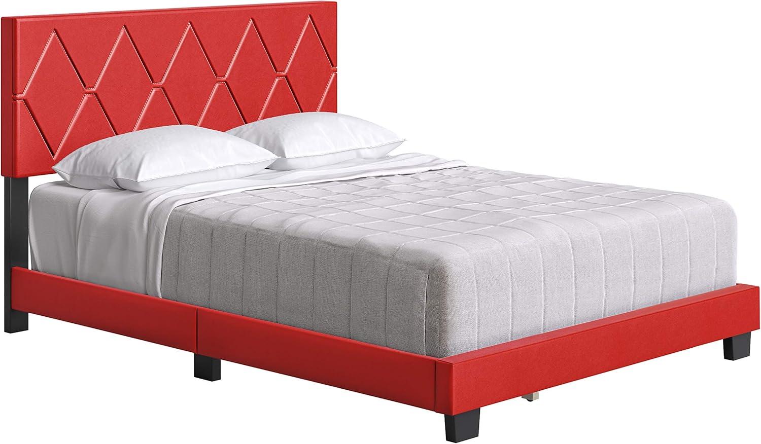 Ciara Queen Multicolor Faux Leather Tufted Upholstered Bed with Wood Frame