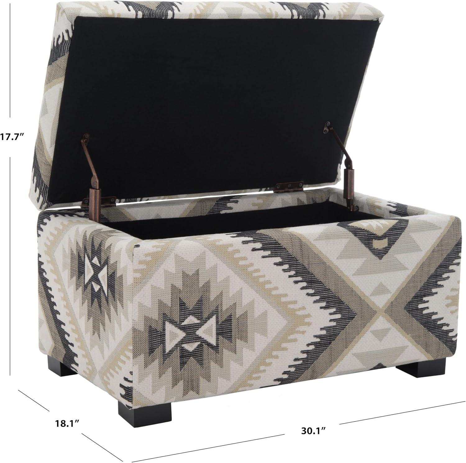 Small Tribal Design Linen Storage Bench with Birch Wood