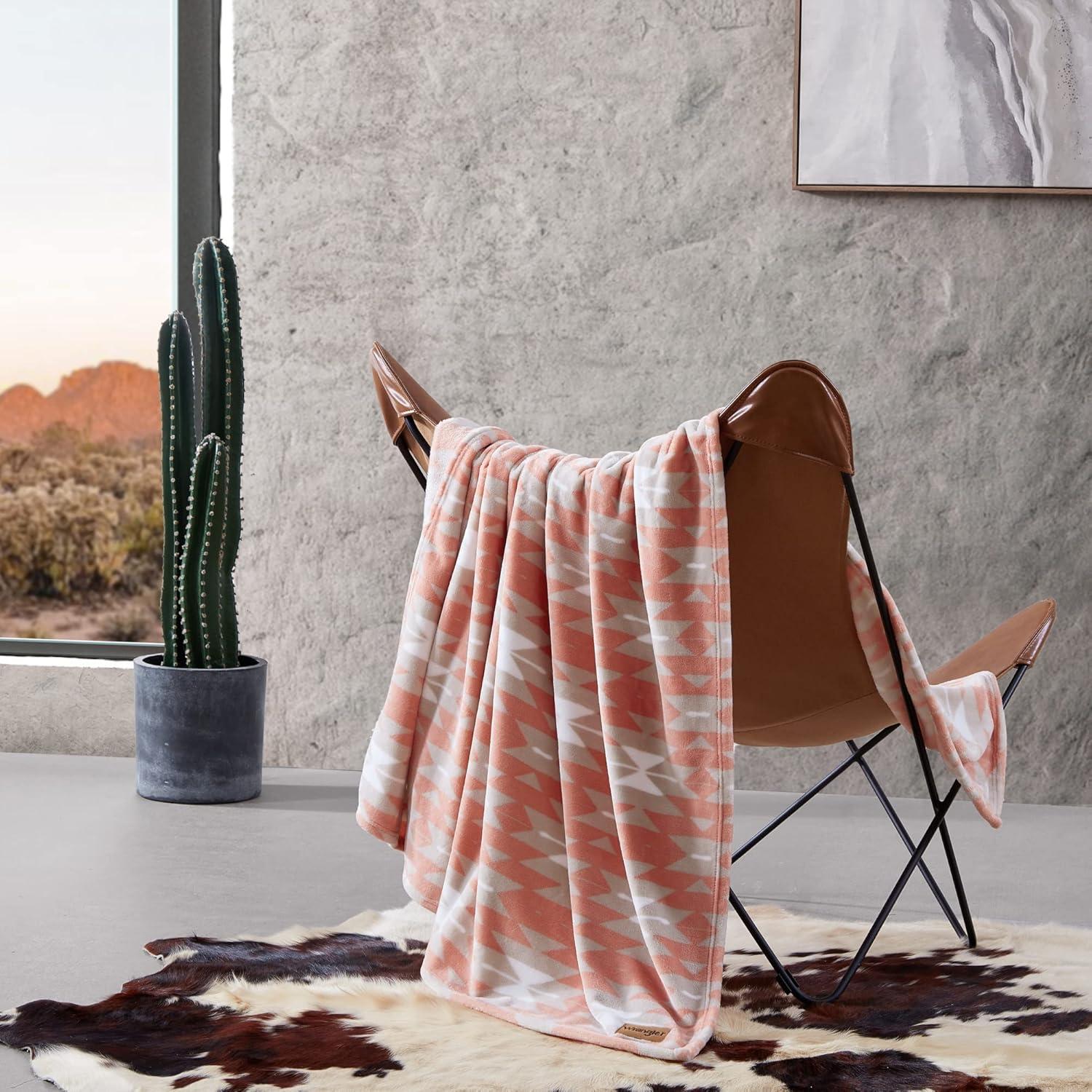 50"x70" Navajo Orange Reversible Fleece Throw Blanket