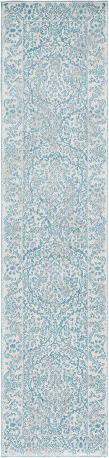 Evoke EVK242 Power Loomed Indoor Runner - Ivory/Light Blue - 2'2"x9' - Safavieh