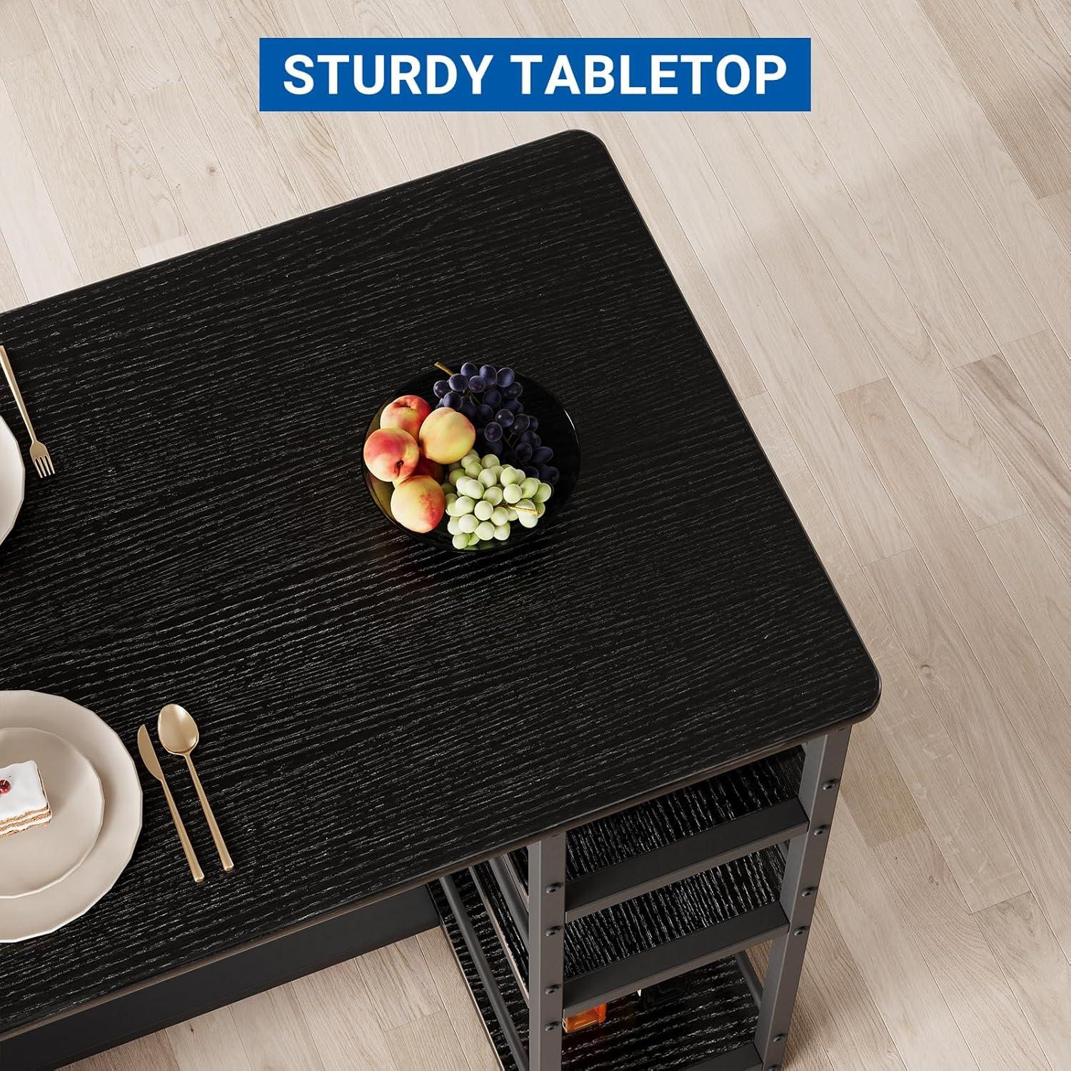 Gold and Gray 3-Piece Dining Set with Storage Shelves