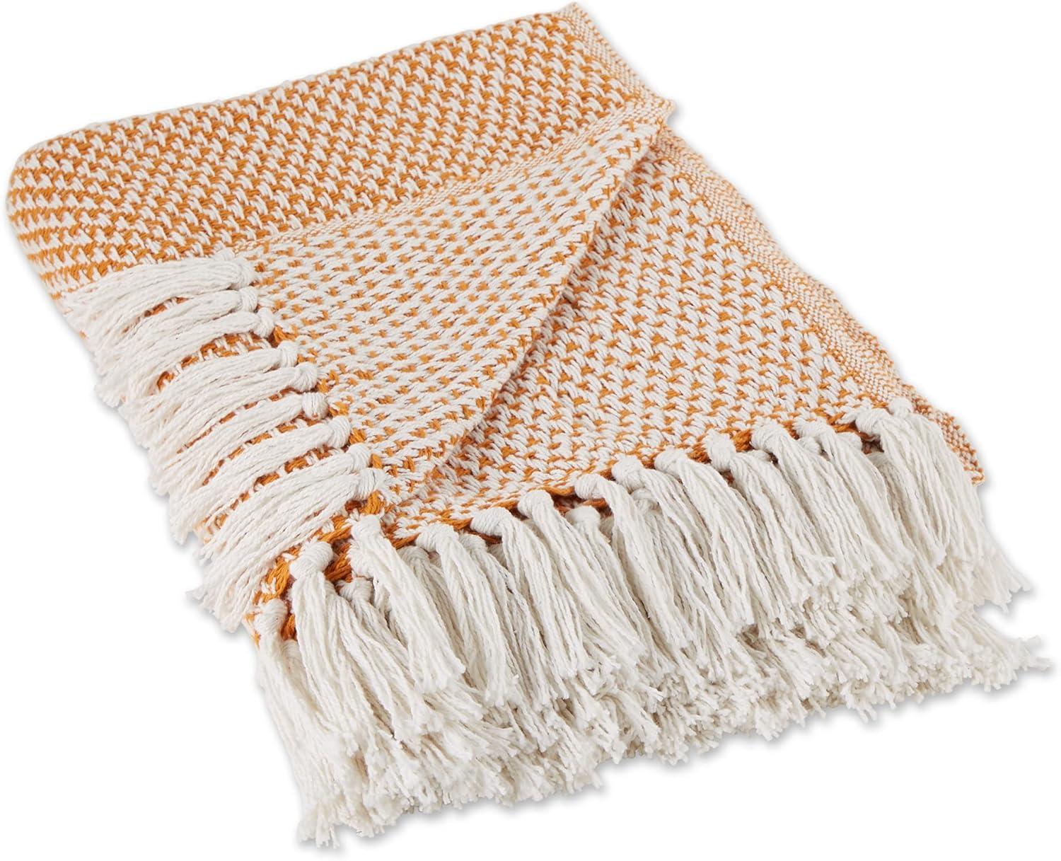 50"x60" Basketweave Cotton Throw Blanket - Pumpkin Spice