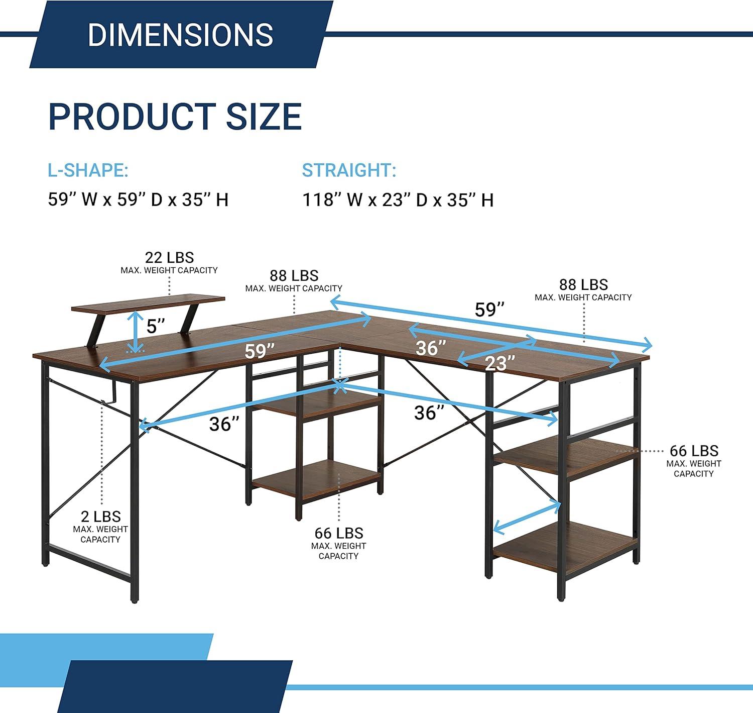 ErgoEdge Black Wood L-Shaped Gaming Computer Desk