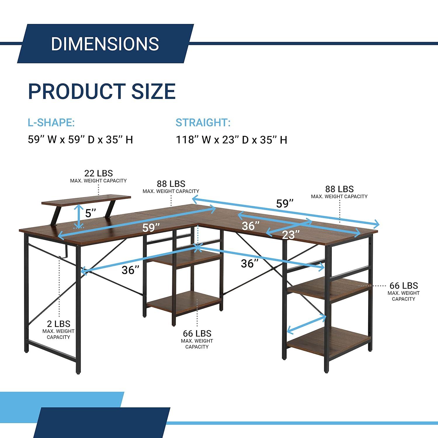 Inbox Zero Techni Mobili L-Shape Industrial Desk With Storage Shelves | Wayfair