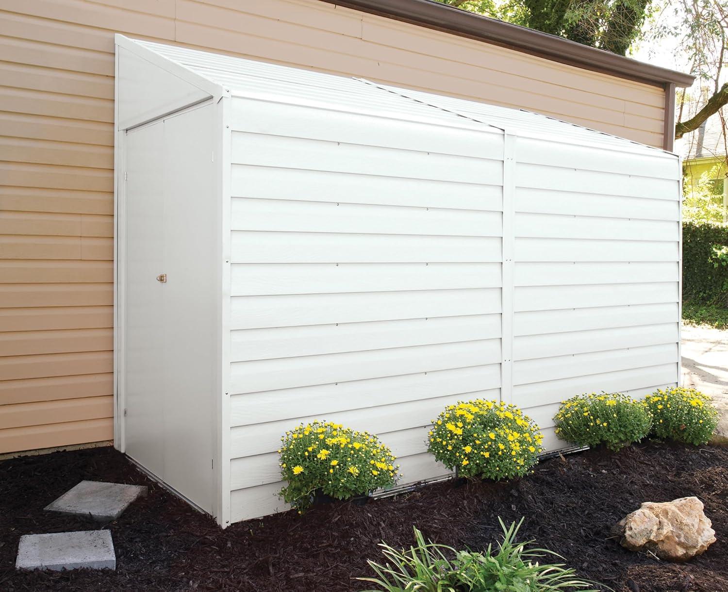 Yardsaver® 4 x 10 ft Steel Storage Shed Pent Roof Eggshell