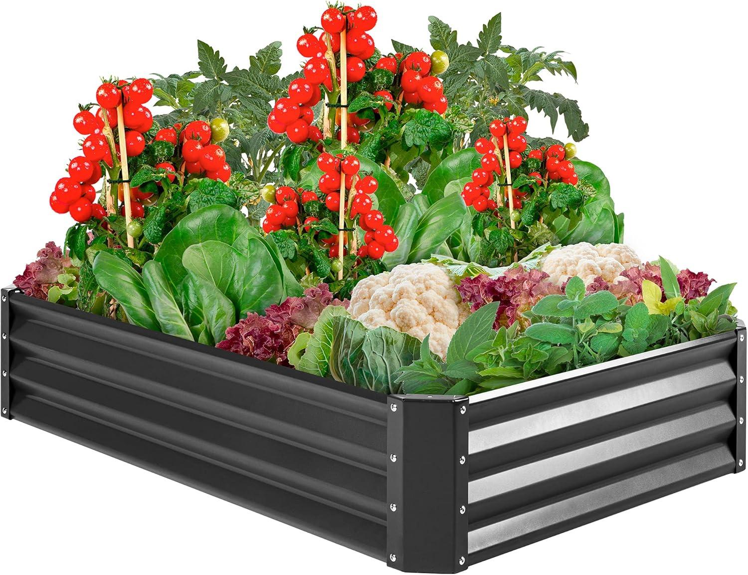 Best Choice Products 6x3x1ft Outdoor Metal Raised Garden Bed for Vegetables, Flowers, Herbs, Plants - Dark Gray