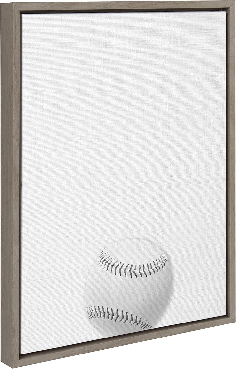 18" x 24" Sylvie Baseball Portrait Framed Canvas Gray - DesignOvation: Modern Wall Art for Sports Decor