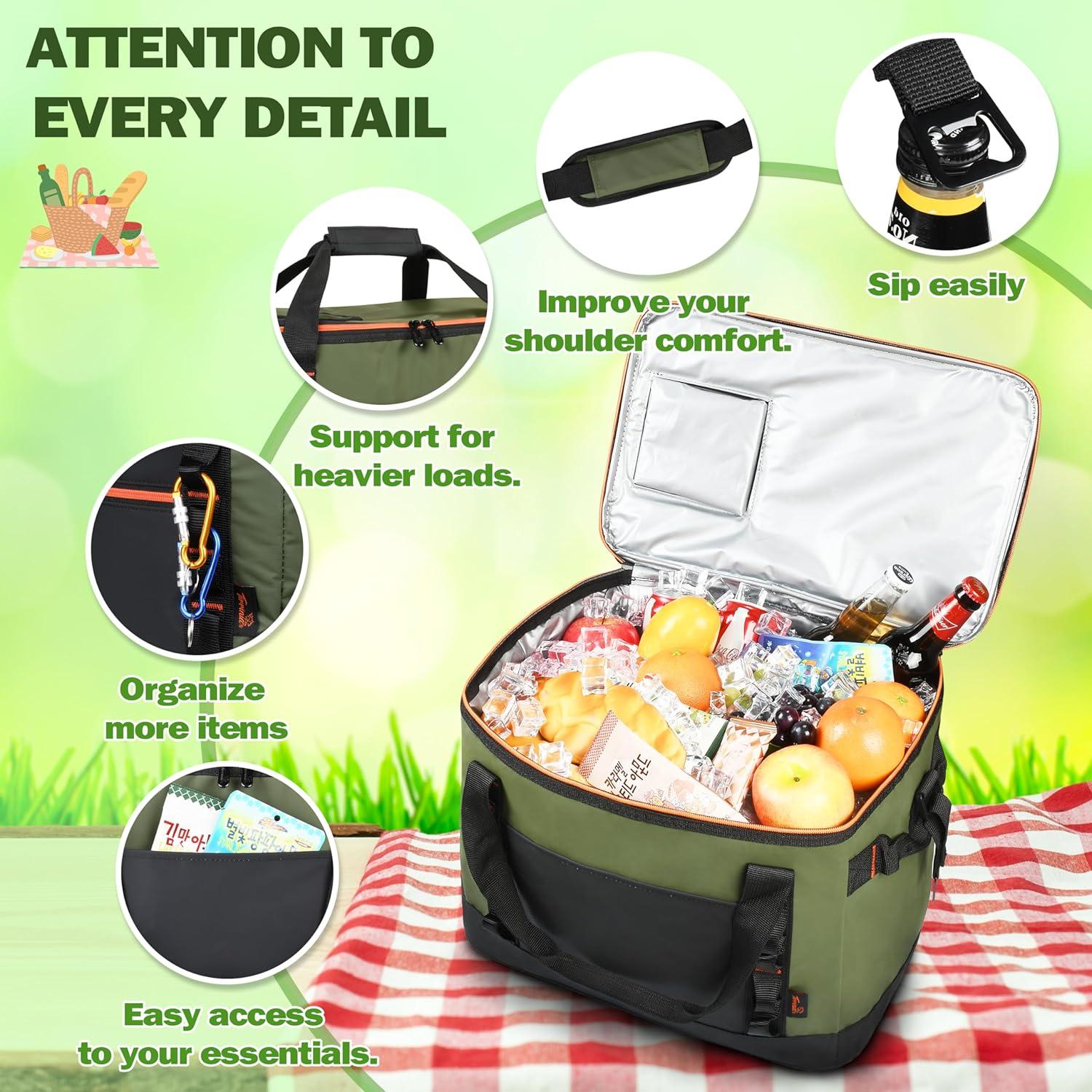 Tirrinia Tirrinia 31qt/48 Cans Soft Sided Cooler, Large capacity Soft Ice Chest, Portable Beach Cooler, Tirrinia CB