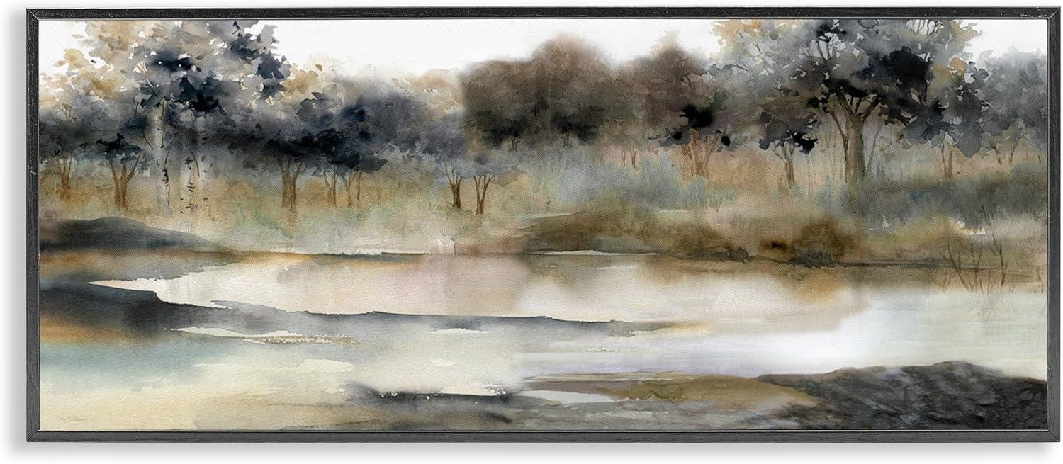 Black Framed Abstract Landscape Canvas Print, 30 x 13