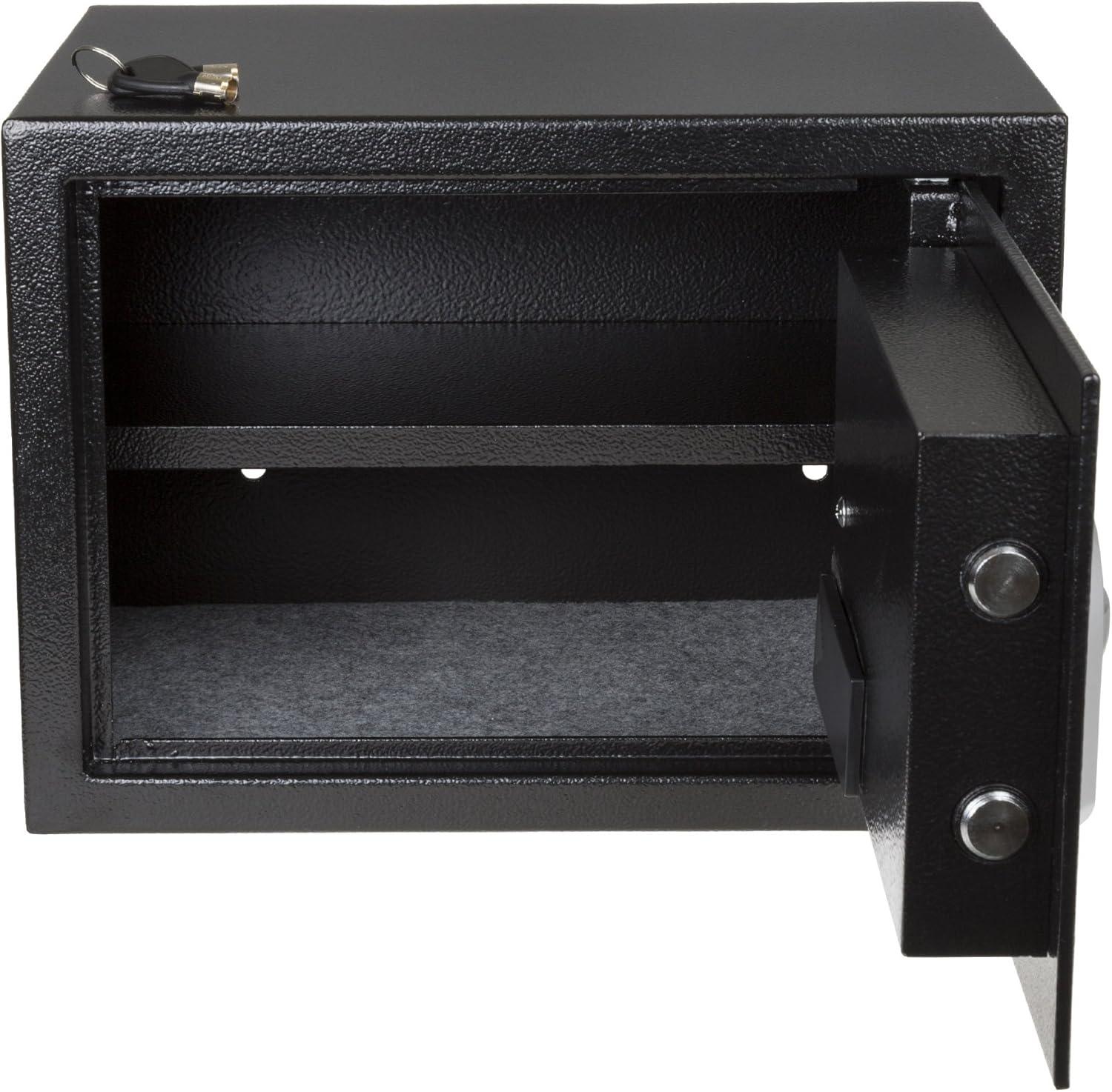 Stalwart Stalwart Electronic Safe - Digital Biometric Fingerprint Lock Box with 2 Override Keys (Black)