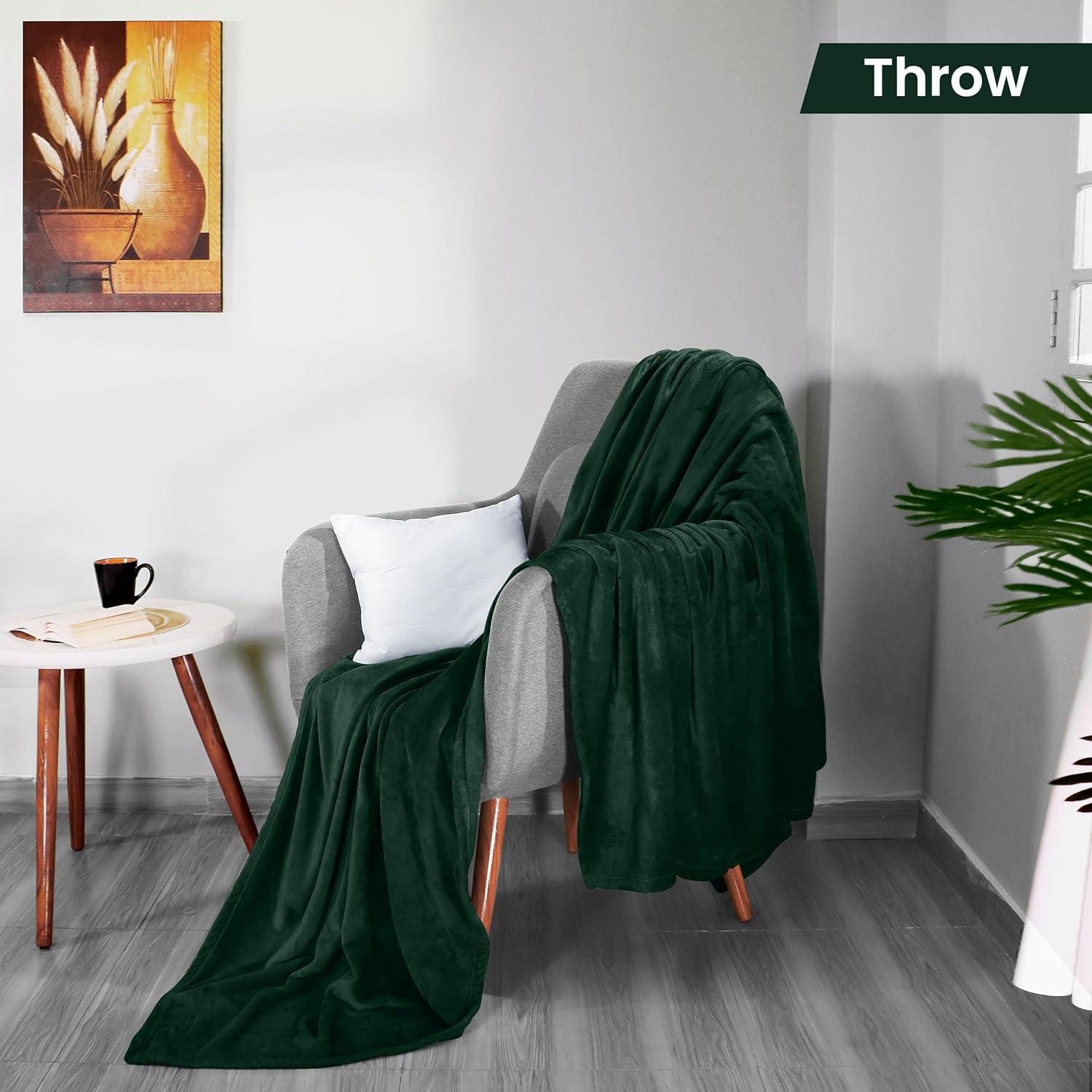 Utopia Bedding Fleece Blanket Throw Size Forest Green 300GSM Luxury Anti-Static Fuzzy Soft Microfiber Blanket for Couch, Sofa and Bed (60x50 Inch)
