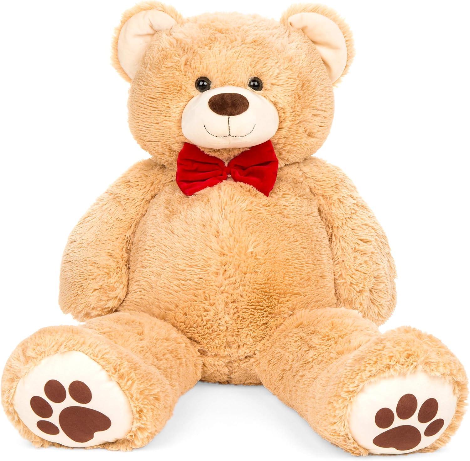 Best Choice Products 35in Giant Soft Plush Teddy Bear Stuffed Animal Toy w/ Bow Tie, Footprints