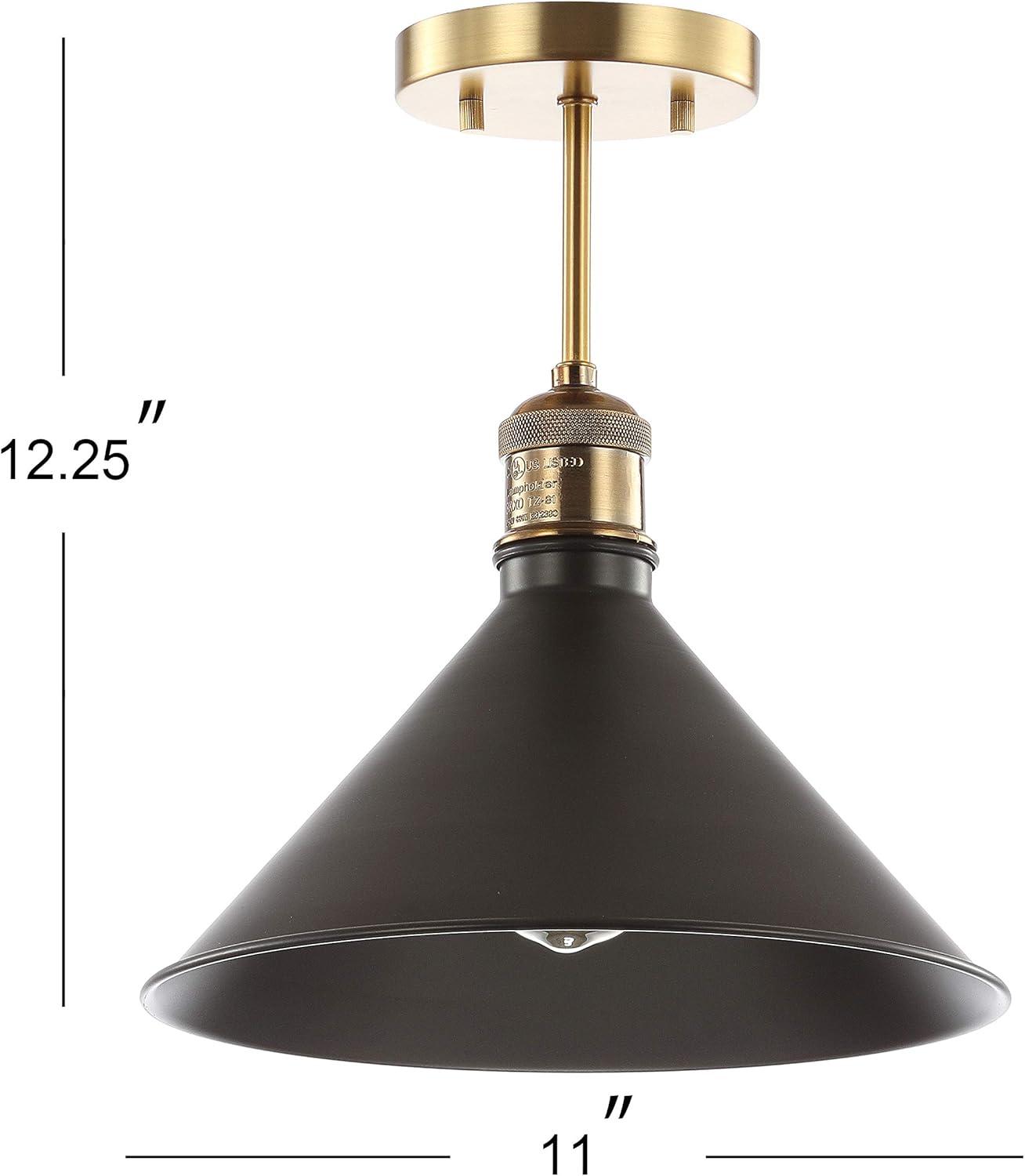 Nick 11" Metal LED Semi-Flush Mount, Oil Rubbed Bronze/Brass Gold