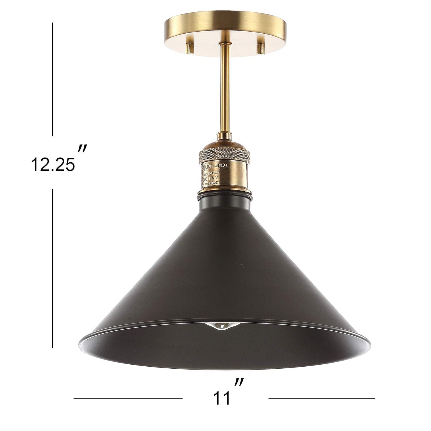 JONATHAN Y JYL9511A Nick 11" Metal LED Semi-Flush Mount, 2700K, Farmhouse, Transitional, Traditional, Rustic, Industrial, Coastal, Office, Living Room, Hallway, Foyer, Oil Rubbed Bronze/Brass Gold