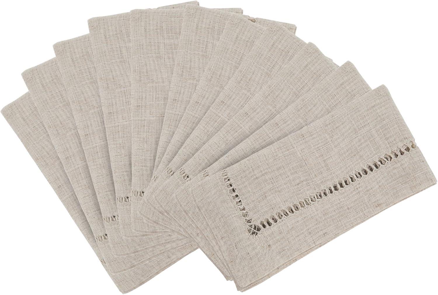 Saro Lifestyle Poly Linen Blend Table Napkins With Hemstitch Border