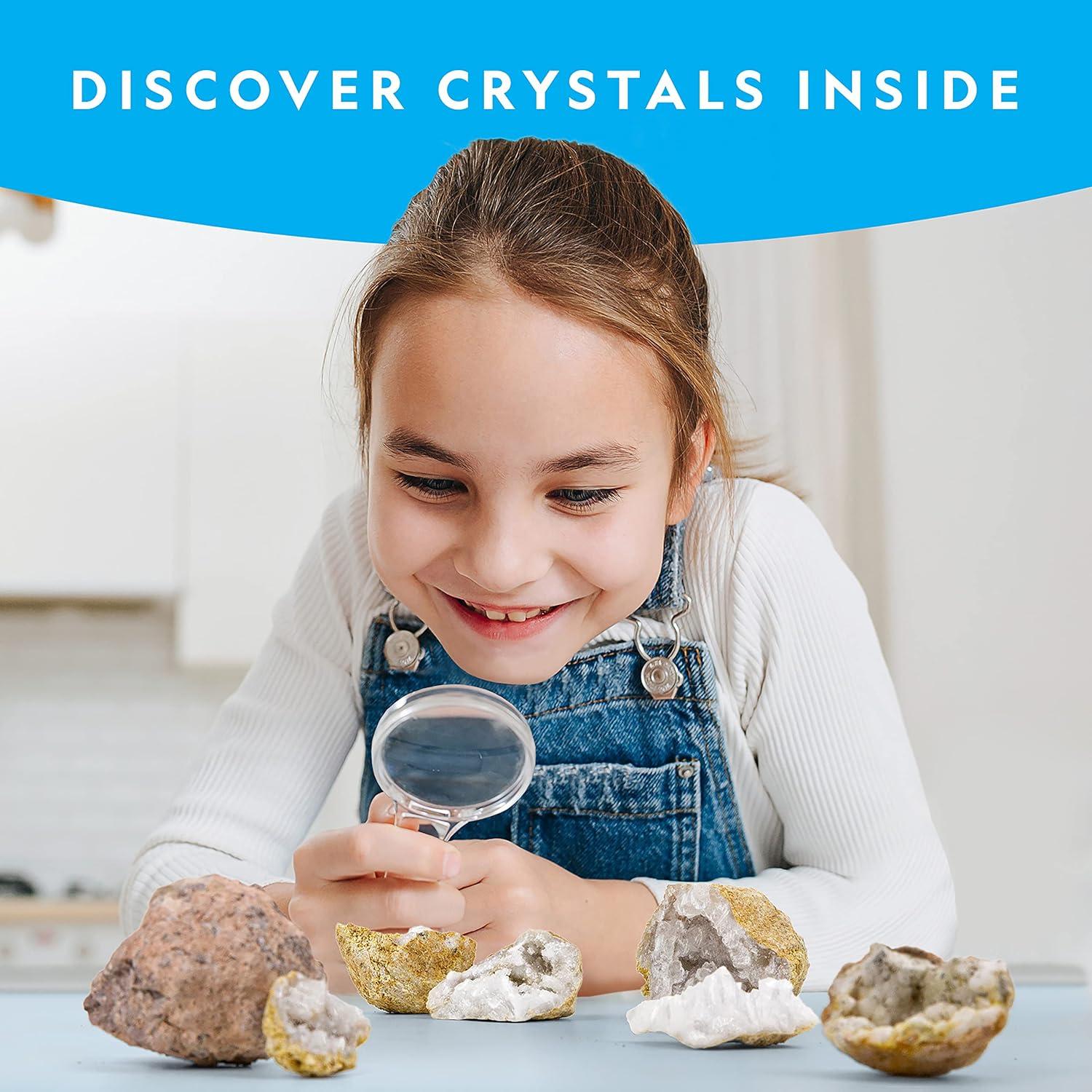 Eduman Geodes Kit, Break Open 10 Geodes, STEM Educational Geology Toys Science Kit ,Gift for Child Age 6+