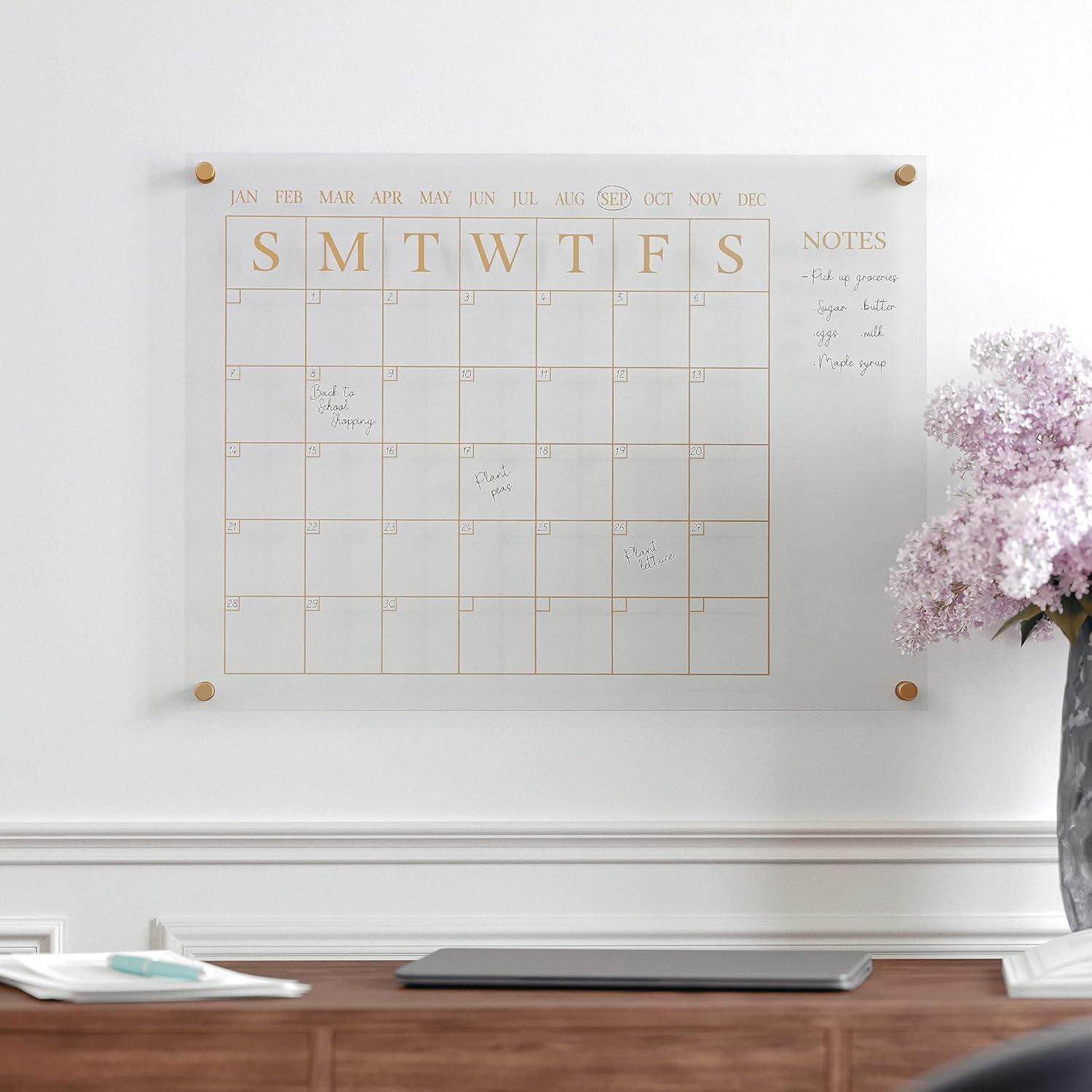 Thomas Martha Stewart Acrylic Wall Calendar with Notes with Dry Erase Marker and Mounting Hardware