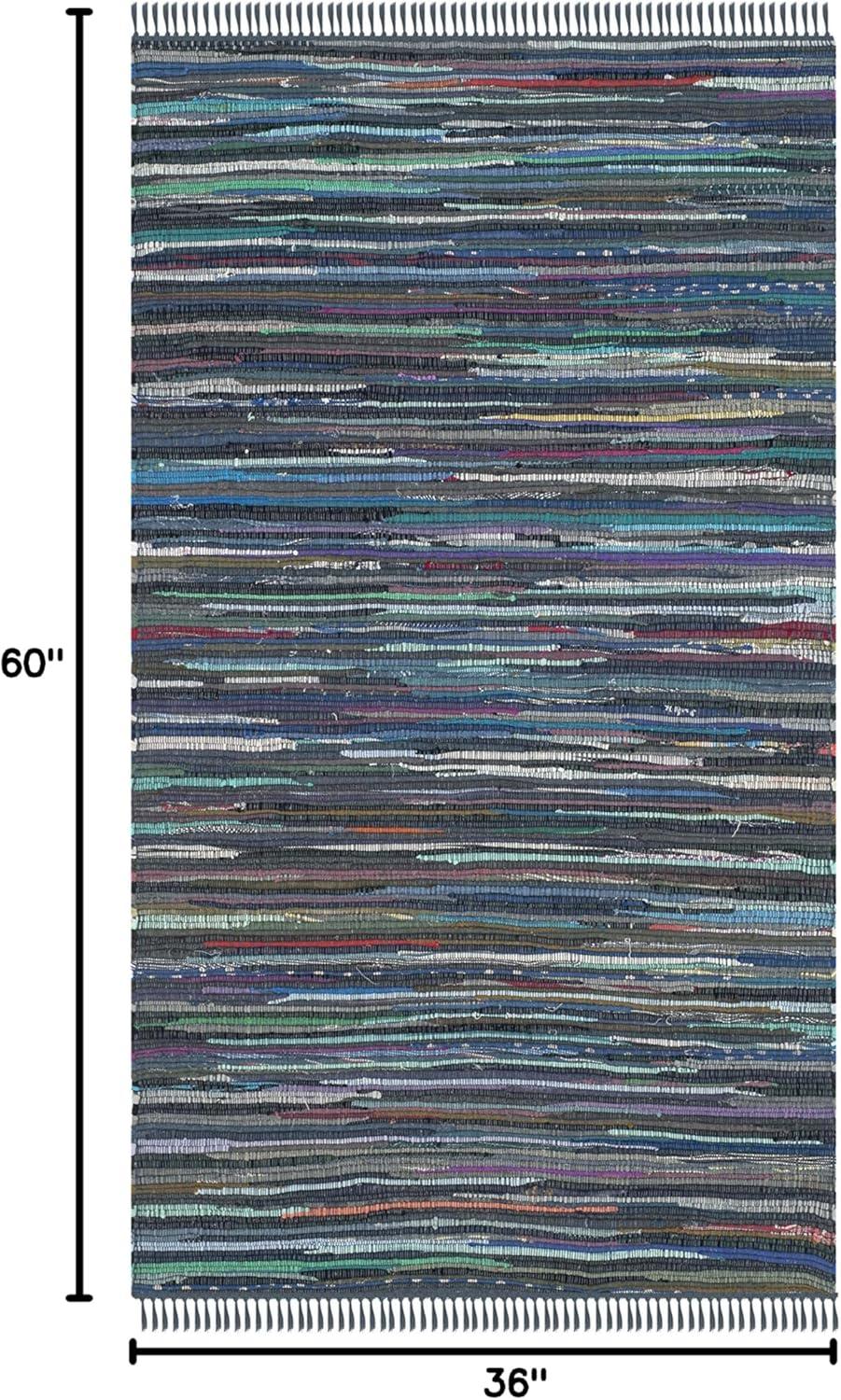 Rag Rug RAR121 Hand Woven Indoor Accent Rug - Ink/Multi - 3'x5' - Safavieh.