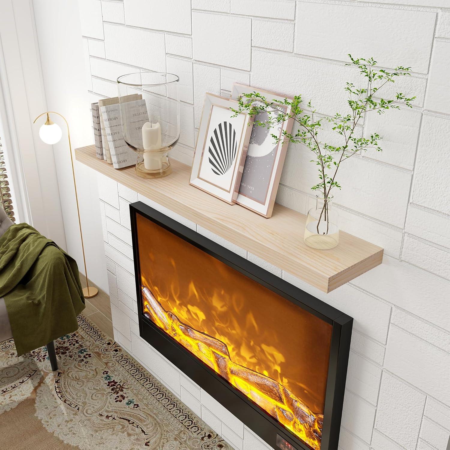 24 Inch Floating Shelves Set of 2, Rustic Solid Wood Wall Mounted Shelves for Decor & Storage, Dark Walnut Shelves for Bedroom Kitchen Living Room - Dark Walnut