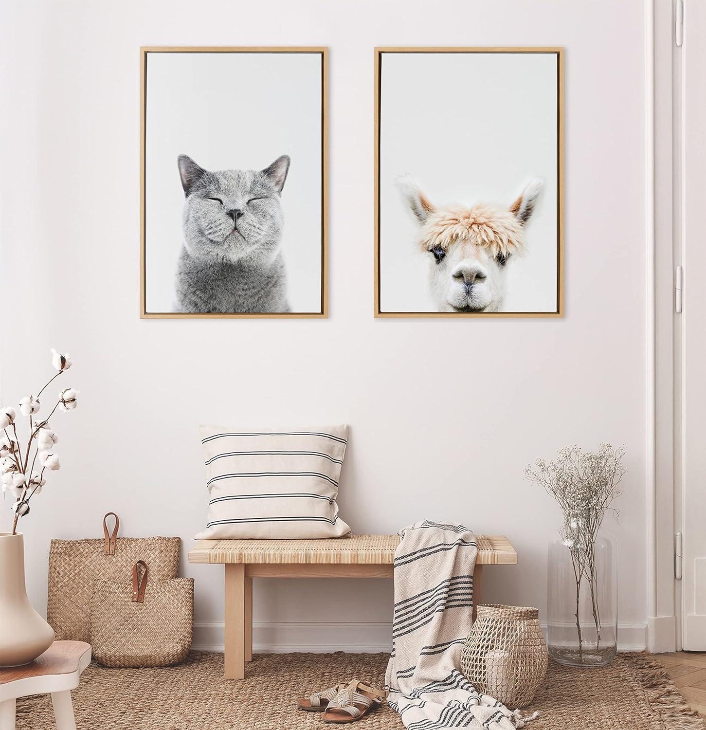 Sylvie Smiling Cat Framed Canvas by Amy Peterson Art Studio - Kate & Laurel All Things Decor