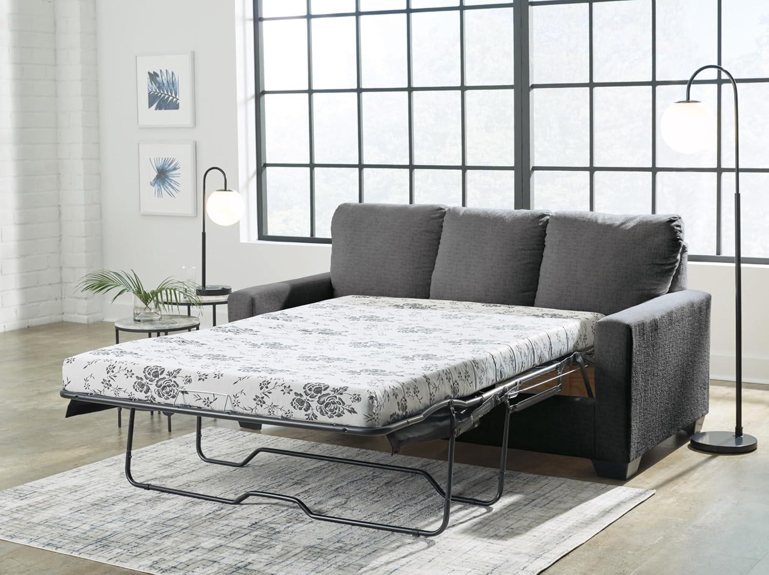 Pewter Full Memory Foam Sleeper Sofa with Removable Cushions