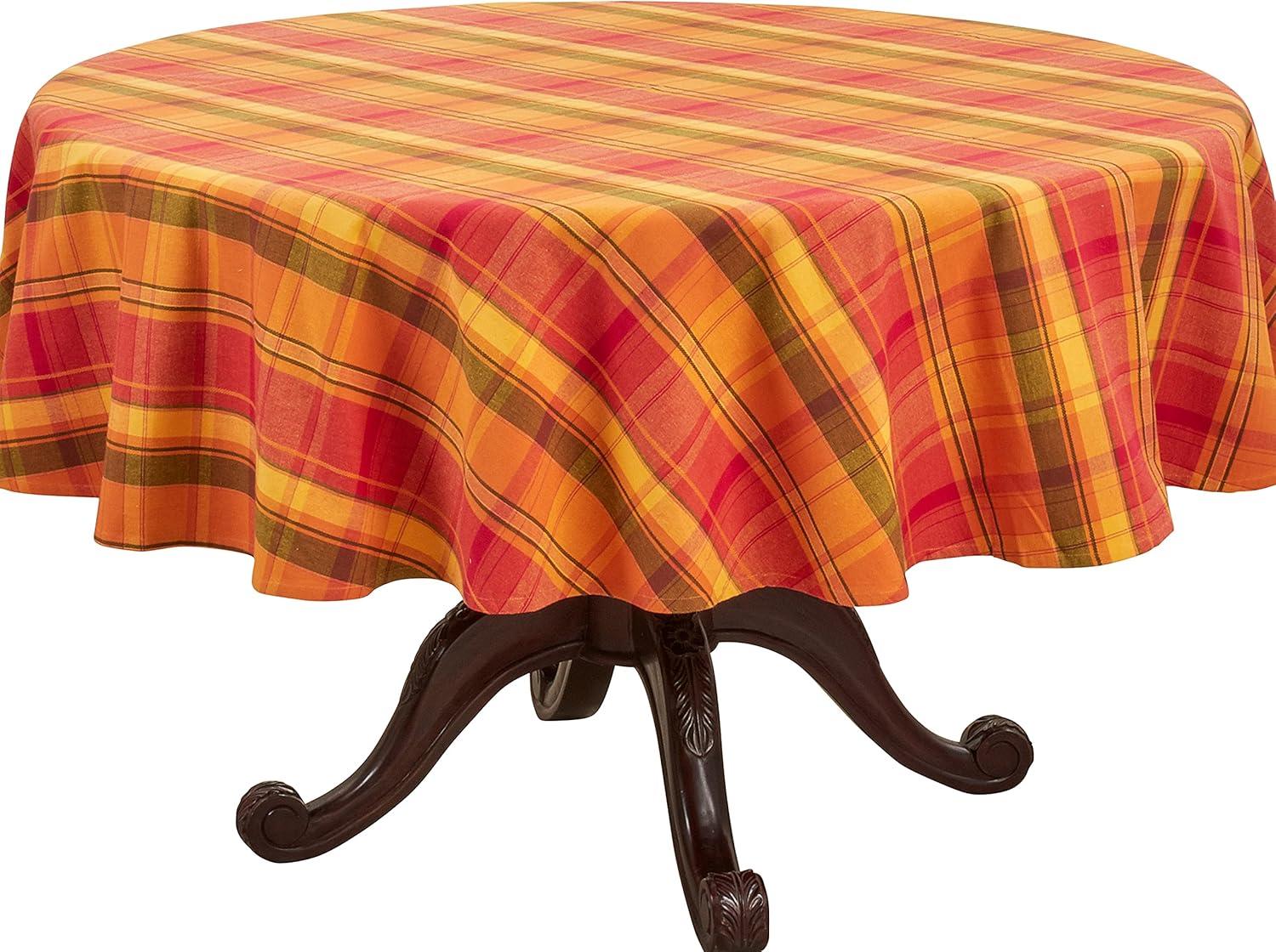 Harvest Table Linens Plaid 100% Cotton Round Tablecloth