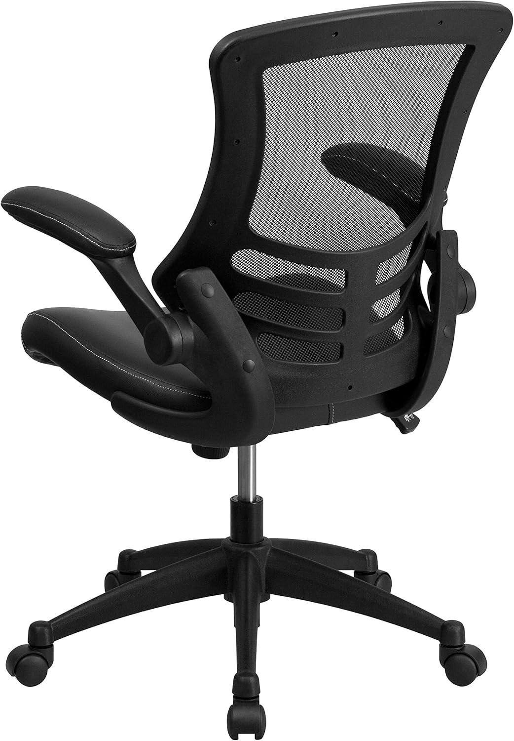 YZboomLife Mid-Back Black Mesh Swivel Ergonomic Task Office Chair with Flip-Up Arms