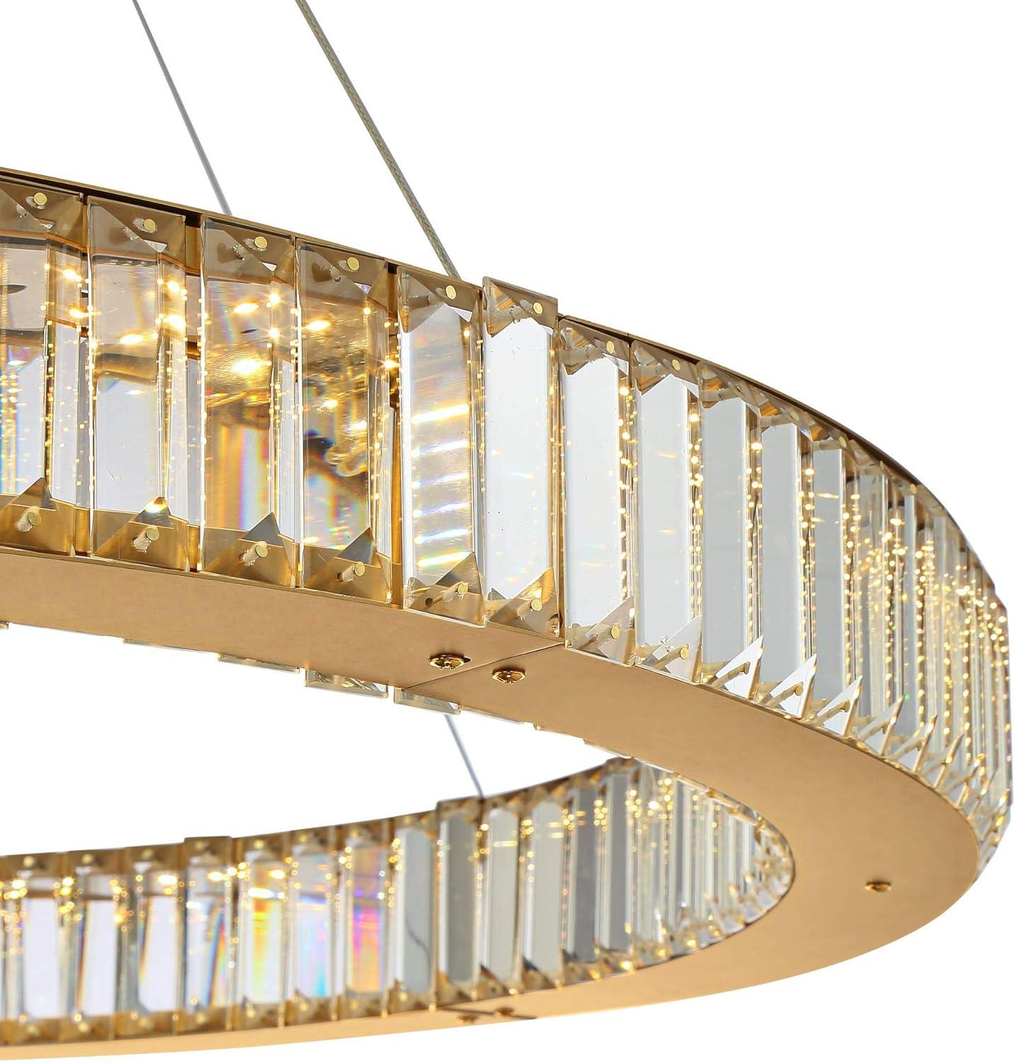 Possini Euro Design Vesta Gold Ring Pendant Light 35 1/2" Wide Modern LED Crystal Glass for Dining Room House Foyer Kitchen Island Entryway Bedroom