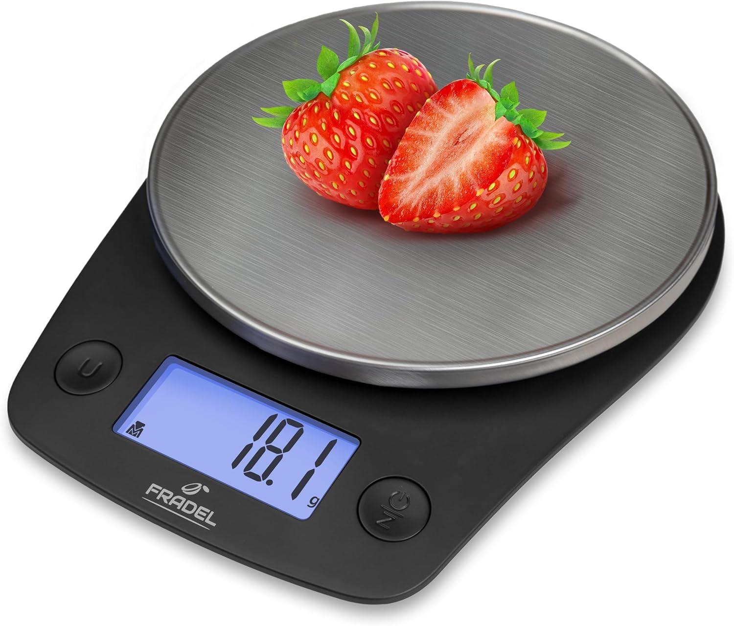 Fradel 0.1g Digital Kitchen Food Scale in Grams & Ounces - 11lb, for Cooking, Baking, Weight Loss - Square