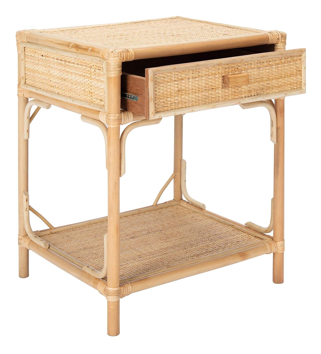 Roya 1 Drawer 1 Shelf Nightstand - Natural - Safavieh.