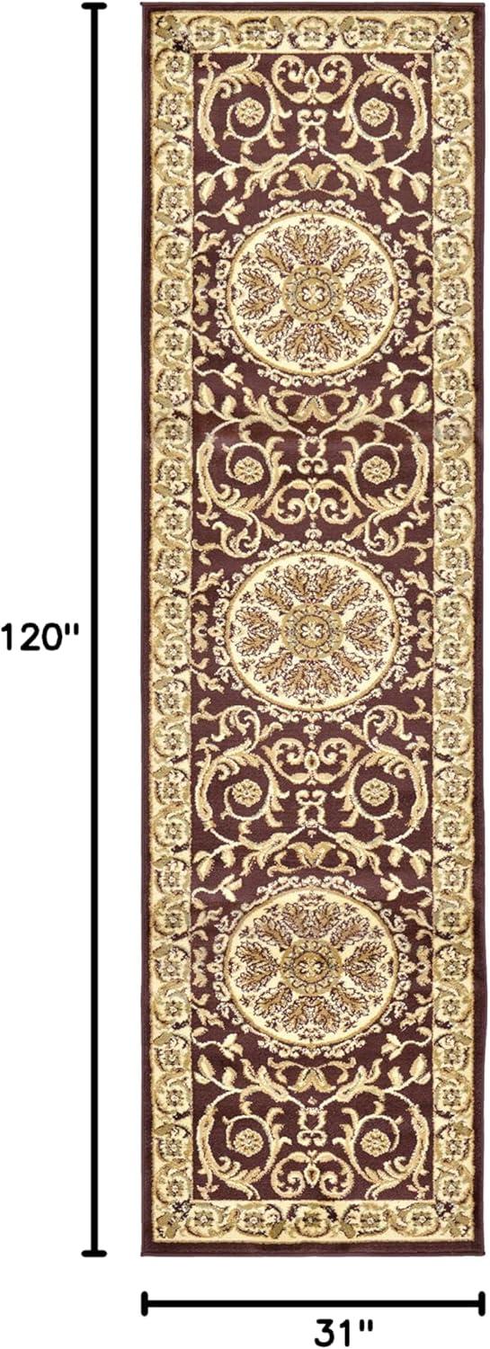 Unique Loom Versailles Collection Area Rug - Napoleon (2' 7" x 10' Runner Brown/Cream)